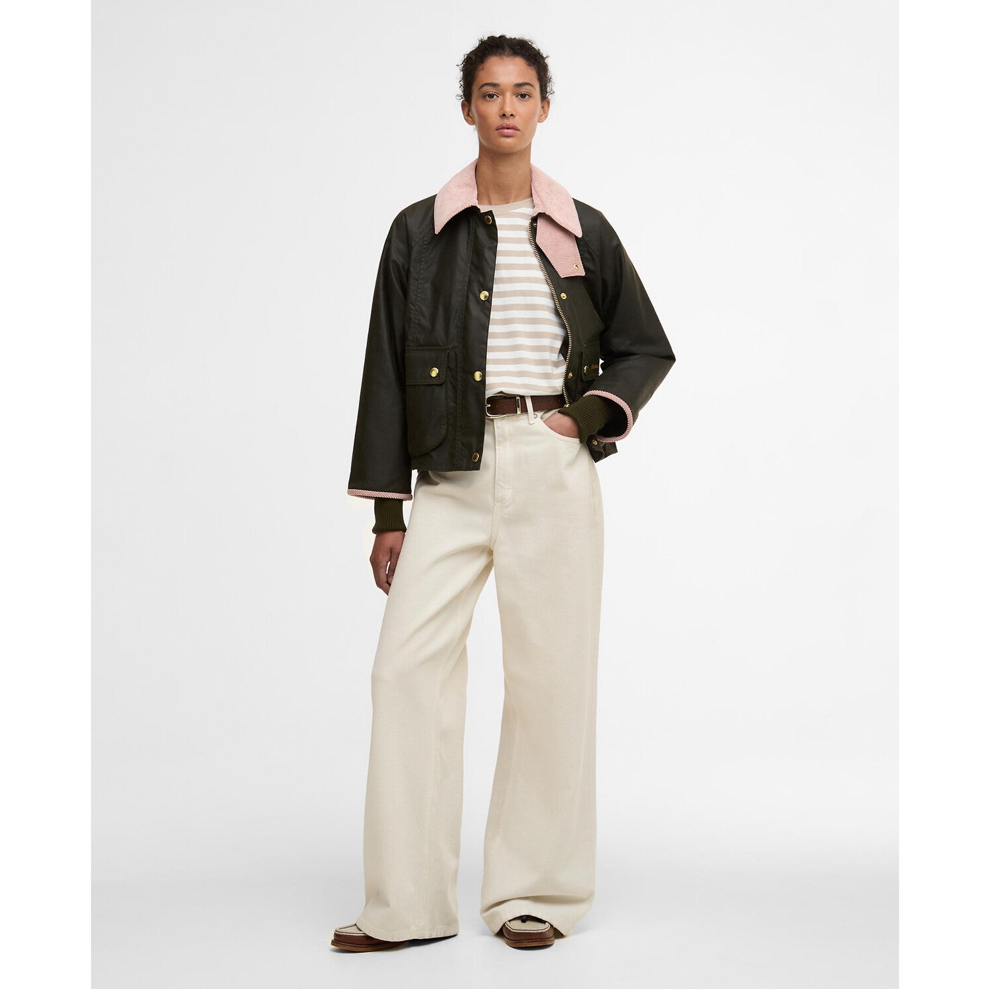 Product image 3 of 7 of Barbour Women's Cropped Beadnell Wax Jacket - Archive Olive/Ancient/Gardenia