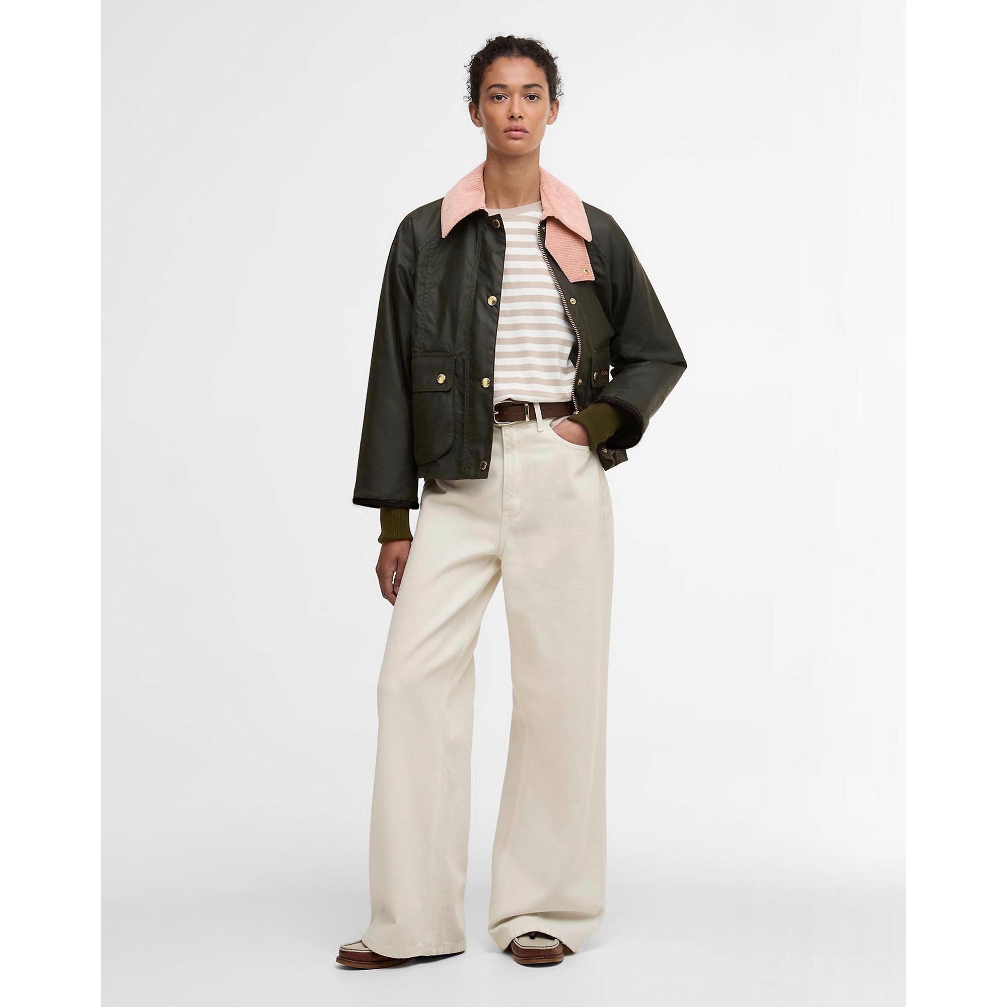 Product image 3 of 8 of Barbour Women's Cropped Beadnell Wax Jacket - Archive Olive/Ancient/Gardenia