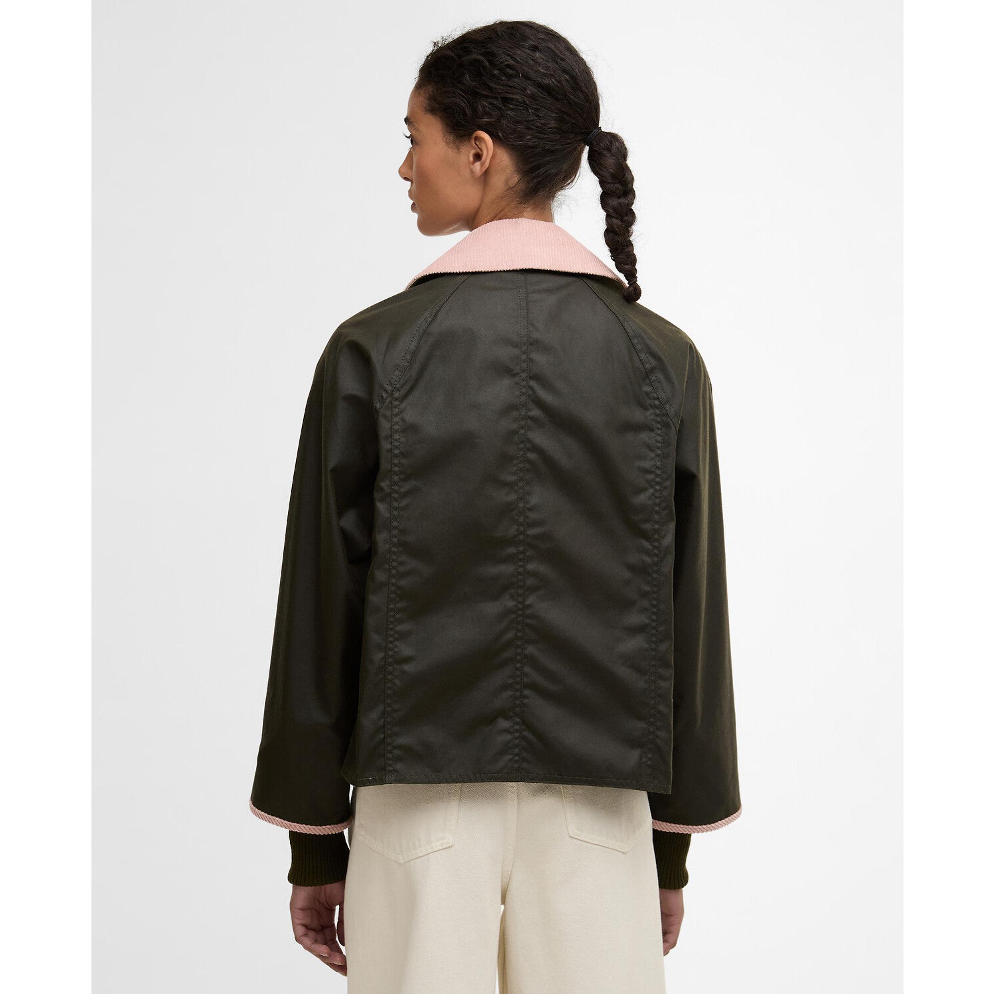 Product image 4 of 7 of Barbour Women's Cropped Beadnell Wax Jacket - Archive Olive/Ancient/Gardenia