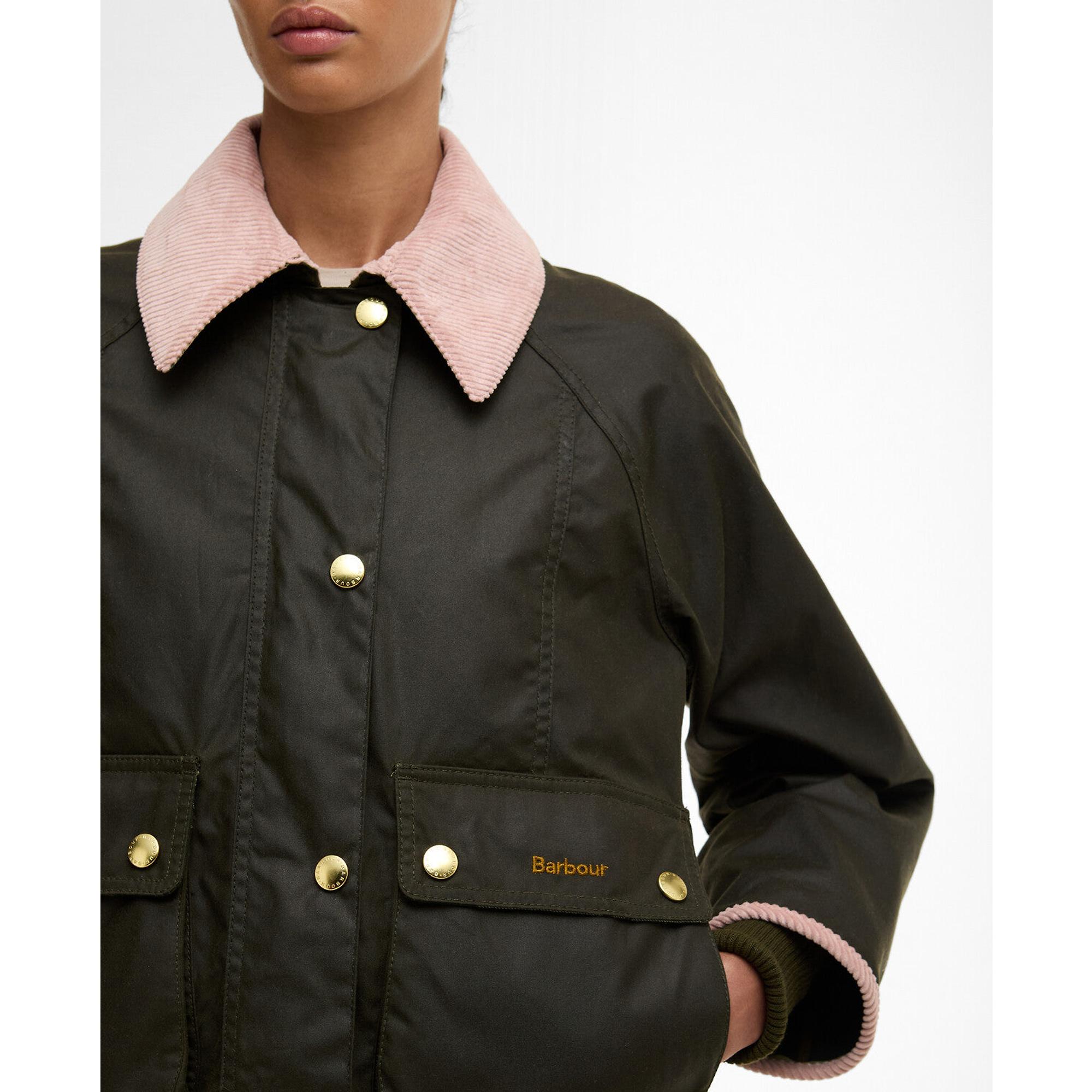 Product image 6 of 7 of Barbour Women's Cropped Beadnell Wax Jacket - Archive Olive/Ancient/Gardenia