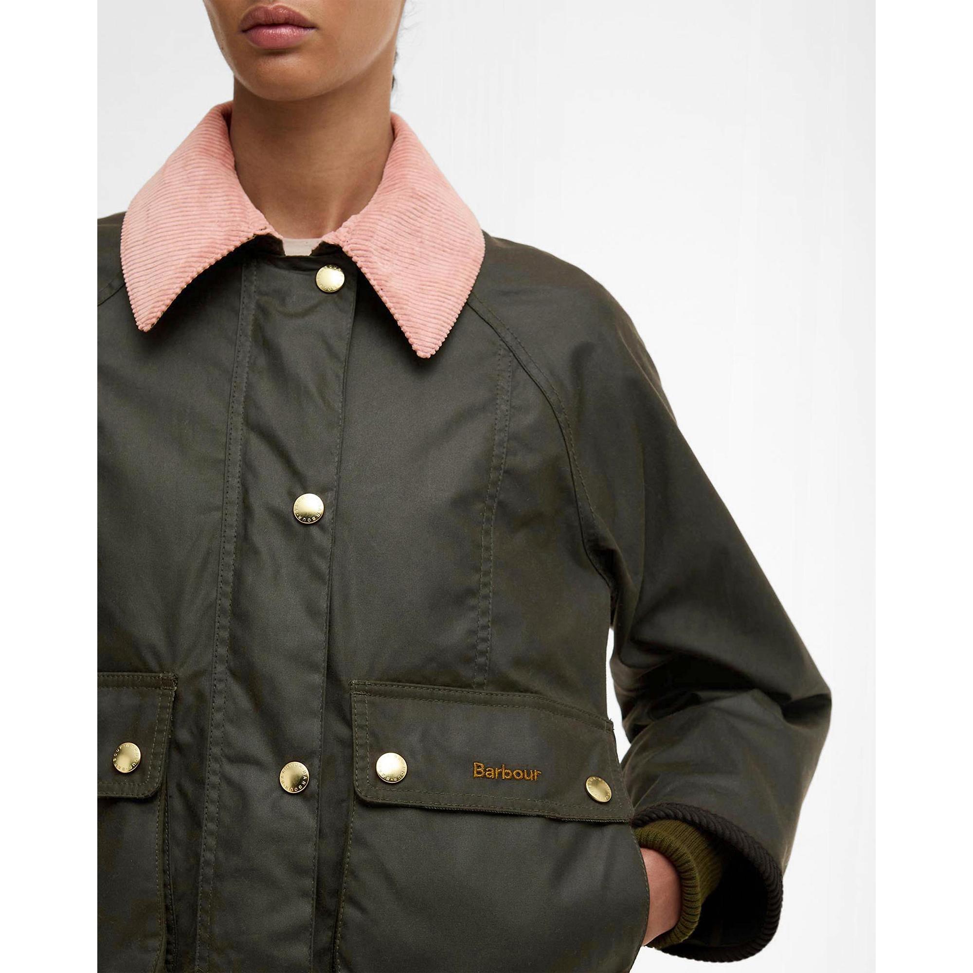 Product image 6 of 8 of Barbour Women's Cropped Beadnell Wax Jacket - Archive Olive/Ancient/Gardenia