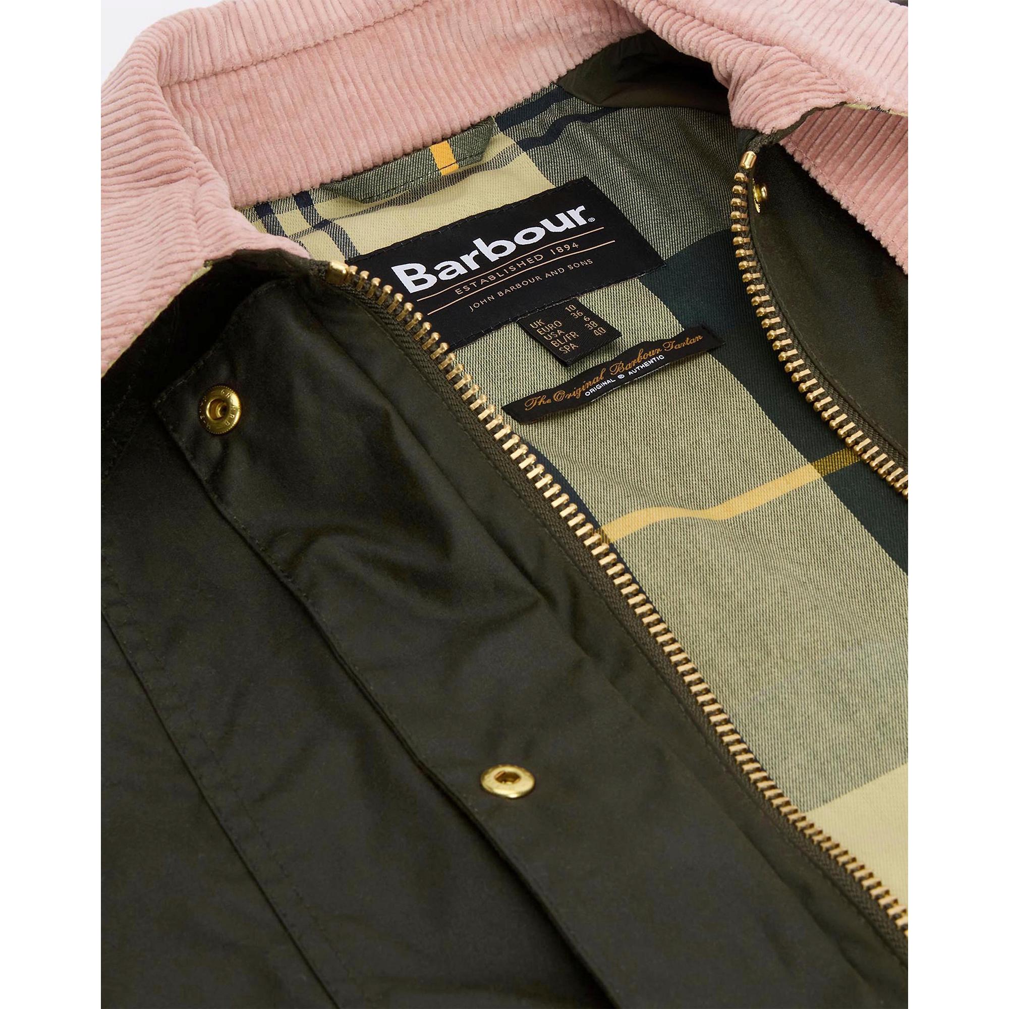 Product image 7 of 8 of Barbour Women's Cropped Beadnell Wax Jacket - Archive Olive/Ancient/Gardenia