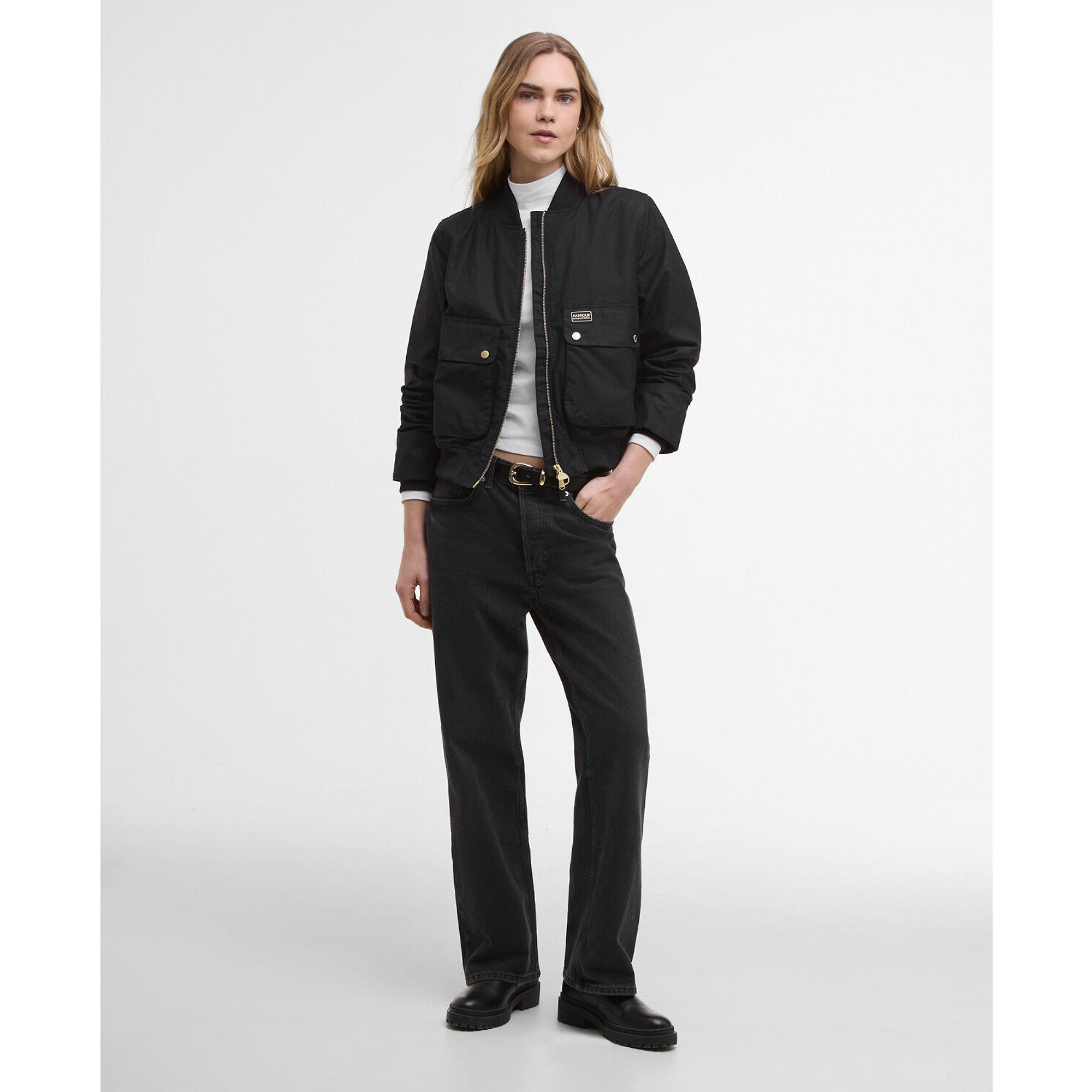 Product image 3 of 7 of Barbour International Women's Patsy Wax Bomber Jacket - Black