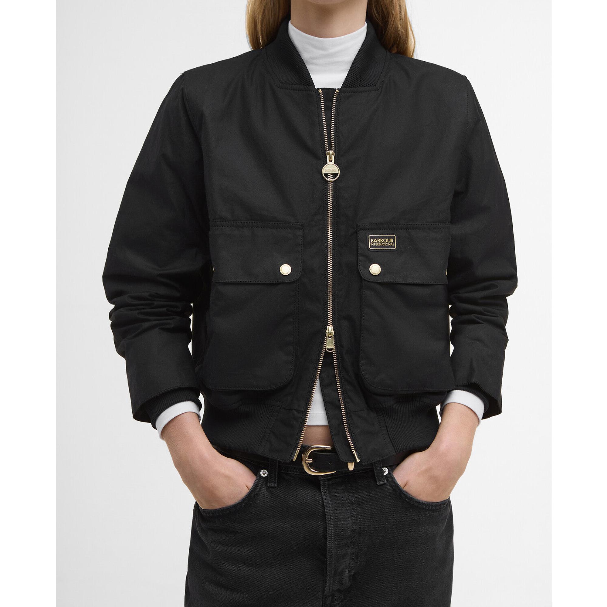 Product image 6 of 7 of Barbour International Women's Patsy Wax Bomber Jacket - Black