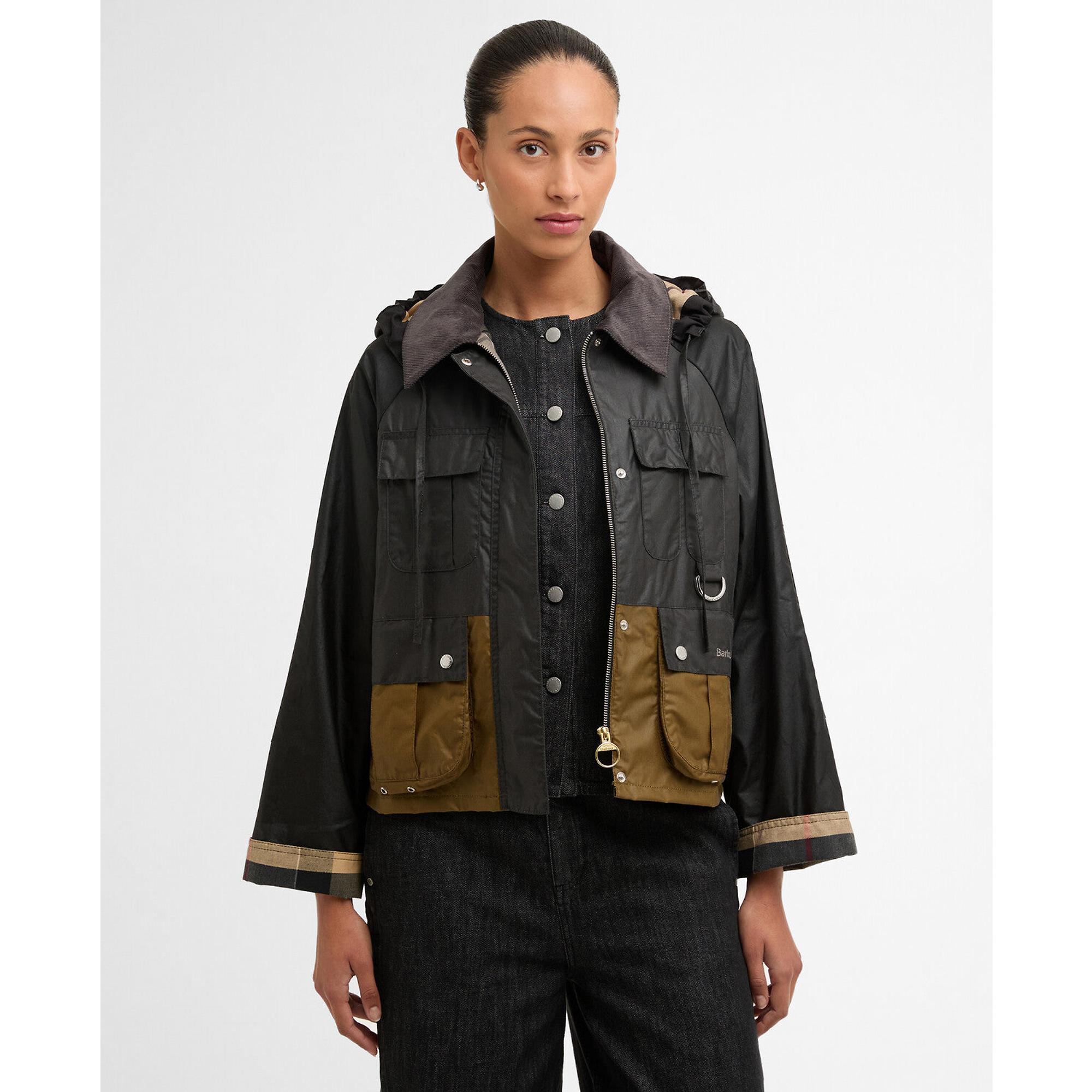 Product image 2 of 6 of Barbour Women's Liza Wax Jacket - Black/Grey/Sand/Dress