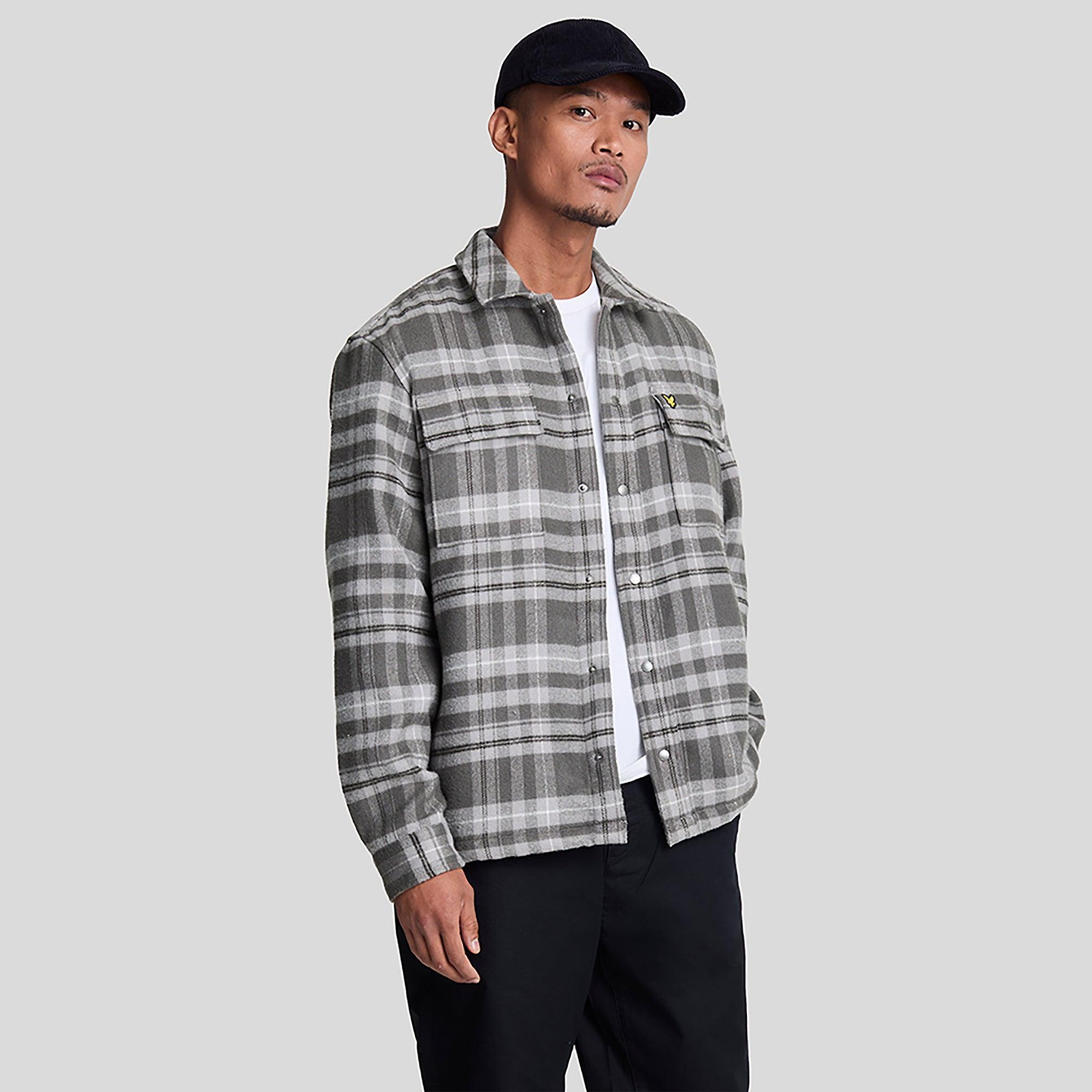 Product image 2 of 5 of Lyle & Scott Men's Brushed Tartan Overshirt - Warm Grey