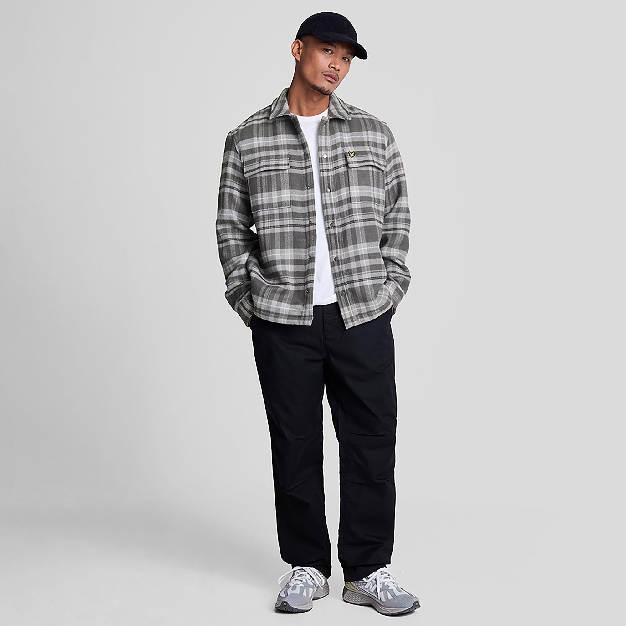 Product image 3 of 5 of Lyle & Scott Men's Brushed Tartan Overshirt - Warm Grey