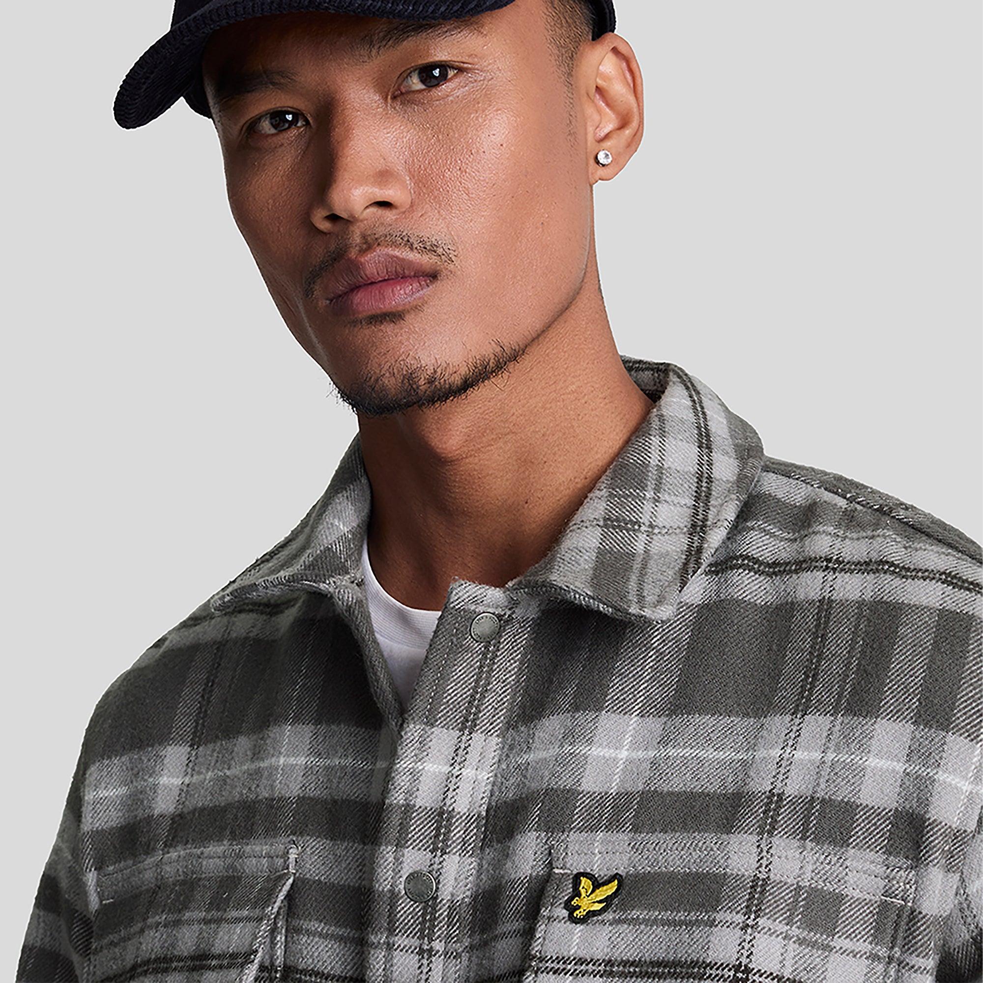 Product image 5 of 5 of Lyle & Scott Men's Brushed Tartan Overshirt - Warm Grey