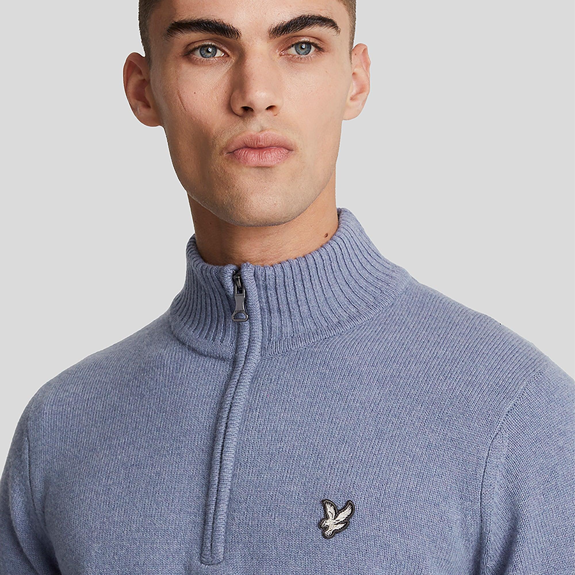 Product image 5 of 5 of Lyle & Scott Men's Premium Lambswool 1/4 Zip Jumper - Factory Blue