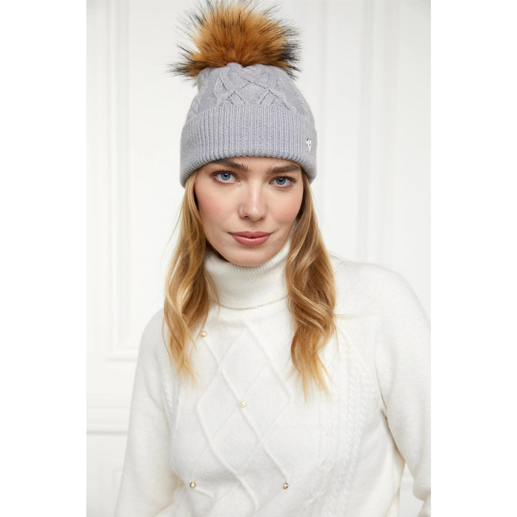 Product image 3 of 4 of Holland Cooper Cortina Beanie Bobble Hat - Soft Grey