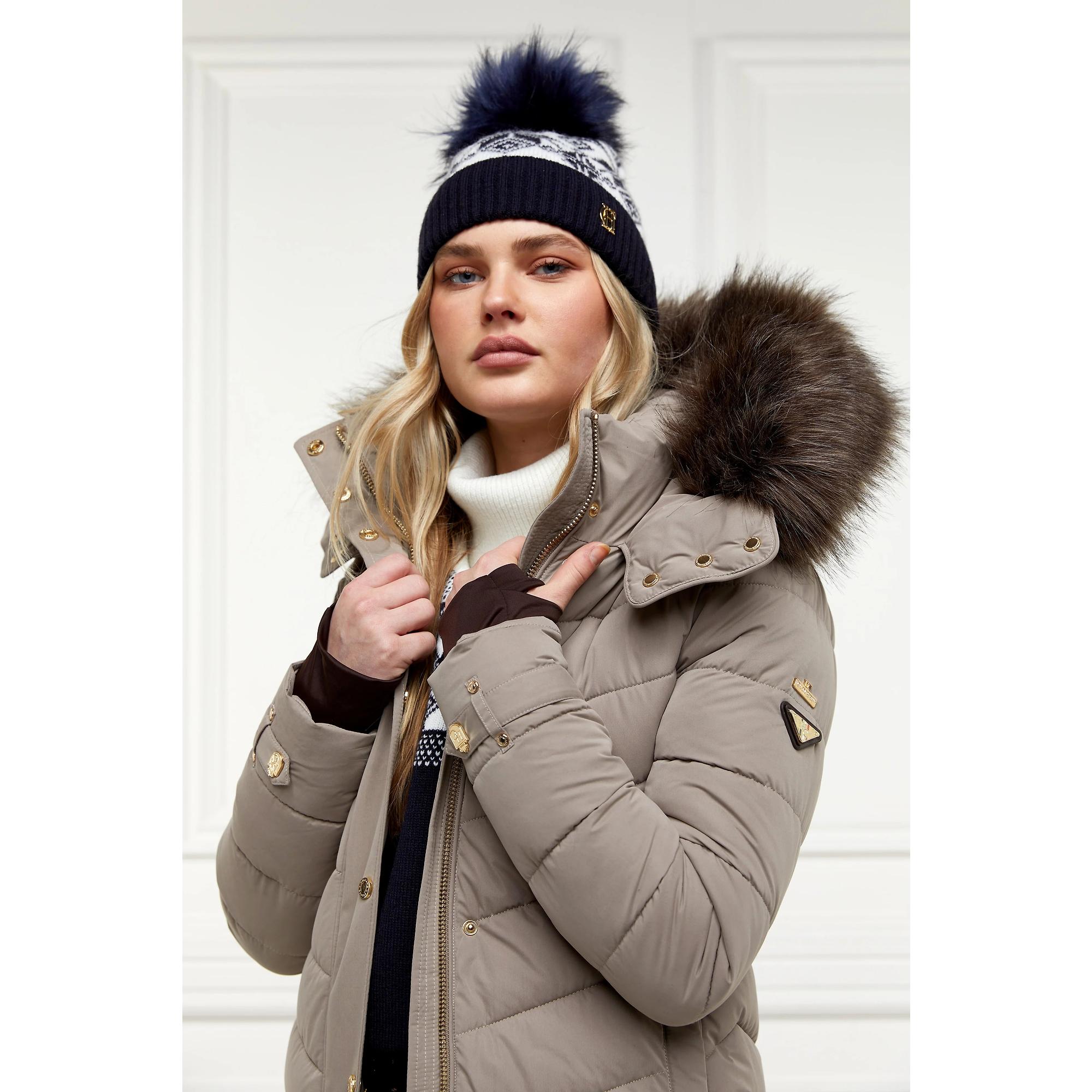 Product image 3 of 4 of Holland Cooper Beatrice Beanie Bobble Hat - Ink Navy Cream