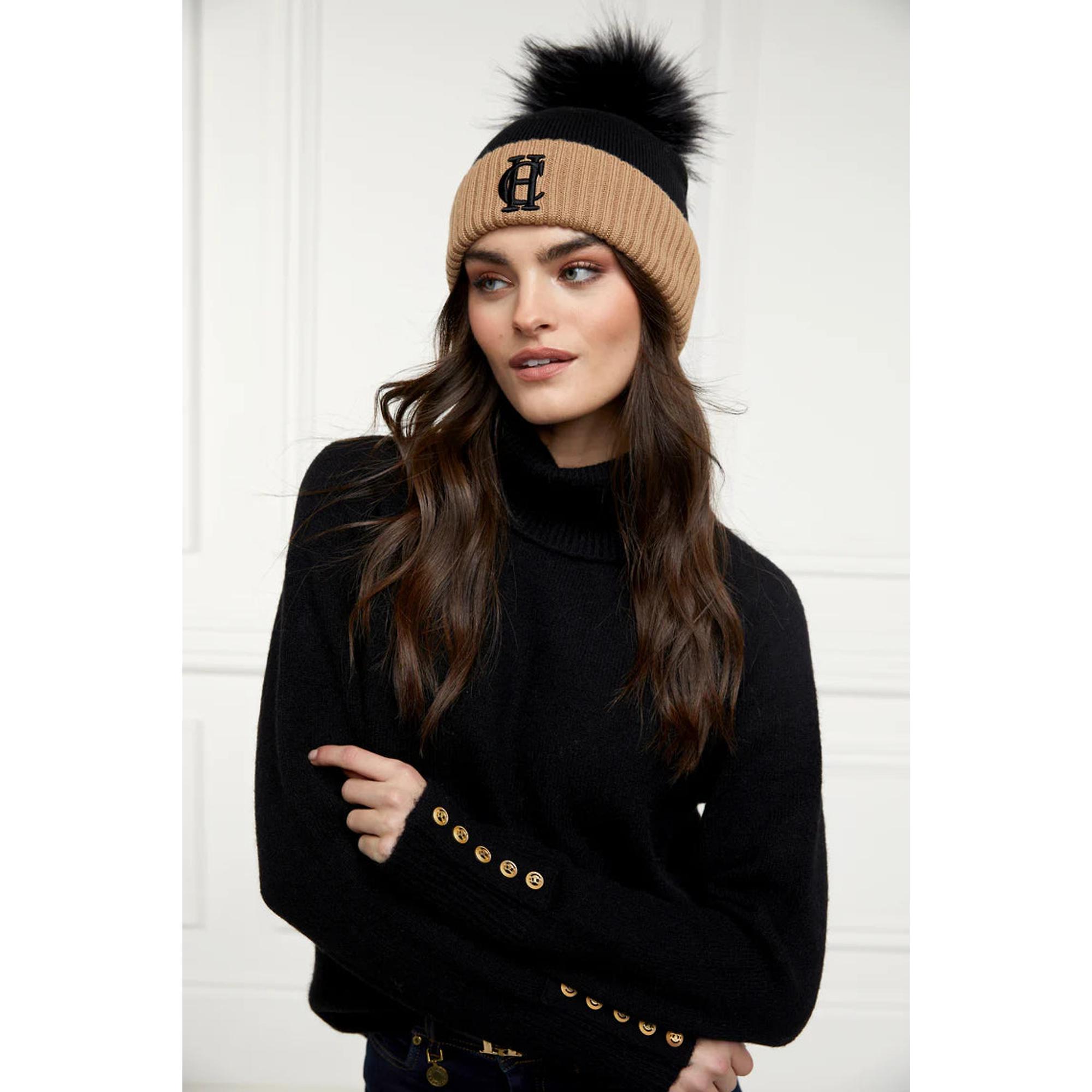 Product image 4 of 5 of Holland Cooper Chelsea Merino Beanie Bobble Hat - Black