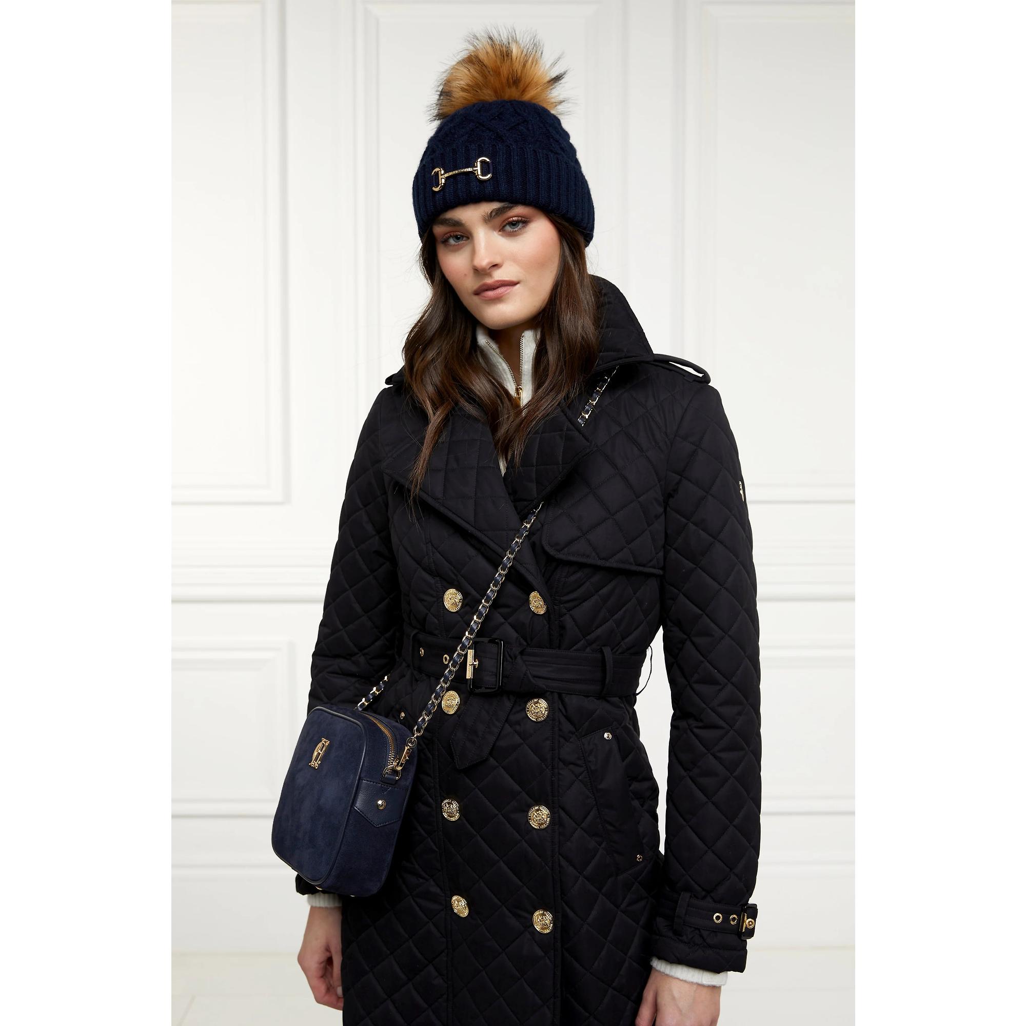 Product image 4 of 7 of Holland Cooper Horsebit Beanie Bobble Hat - Ink Navy