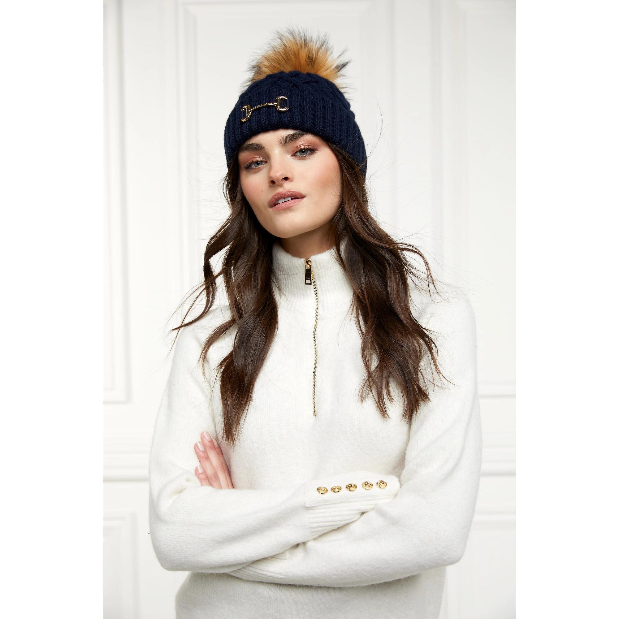 Product image 3 of 7 of Holland Cooper Horsebit Beanie Bobble Hat - Ink Navy