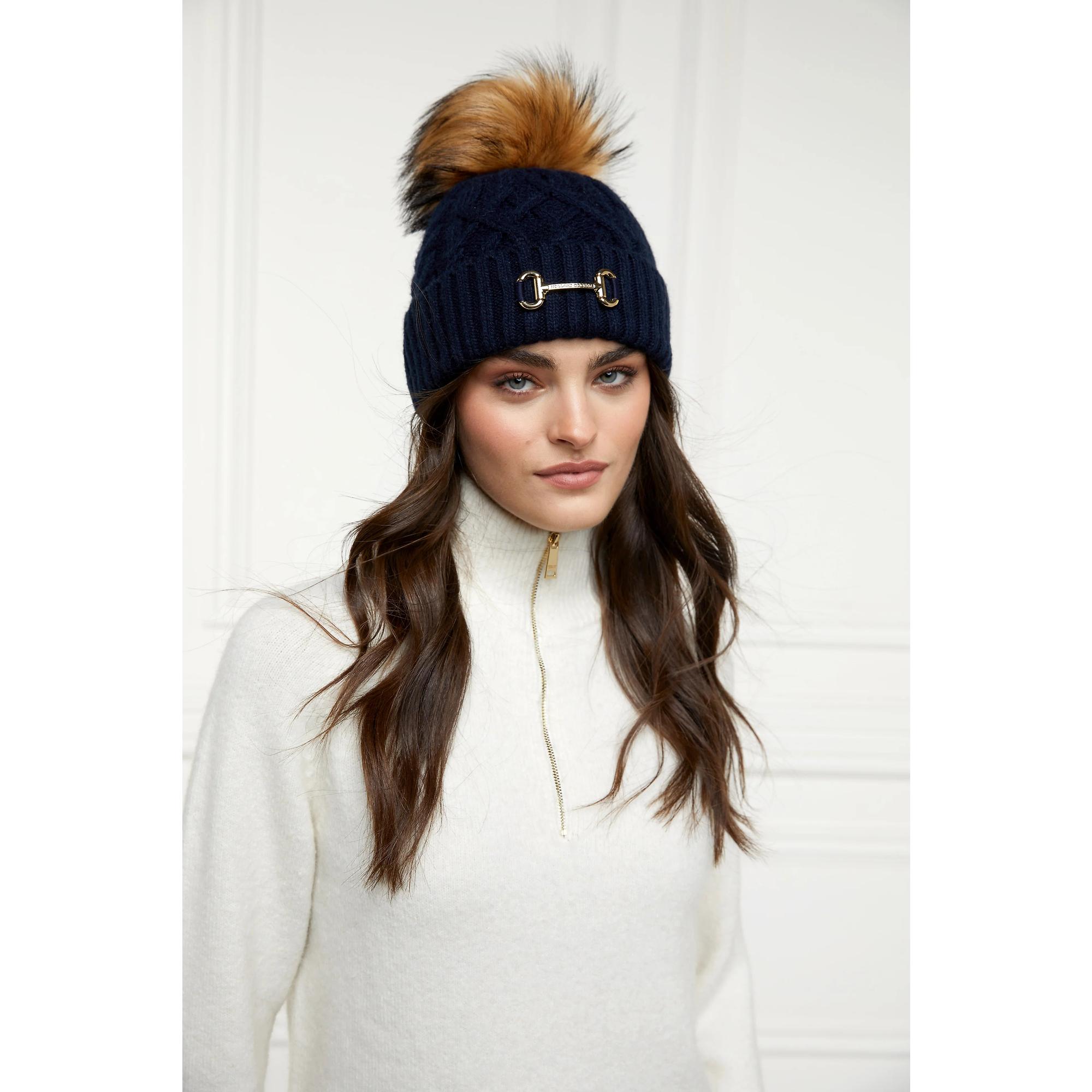 Product image 5 of 7 of Holland Cooper Horsebit Beanie Bobble Hat - Ink Navy