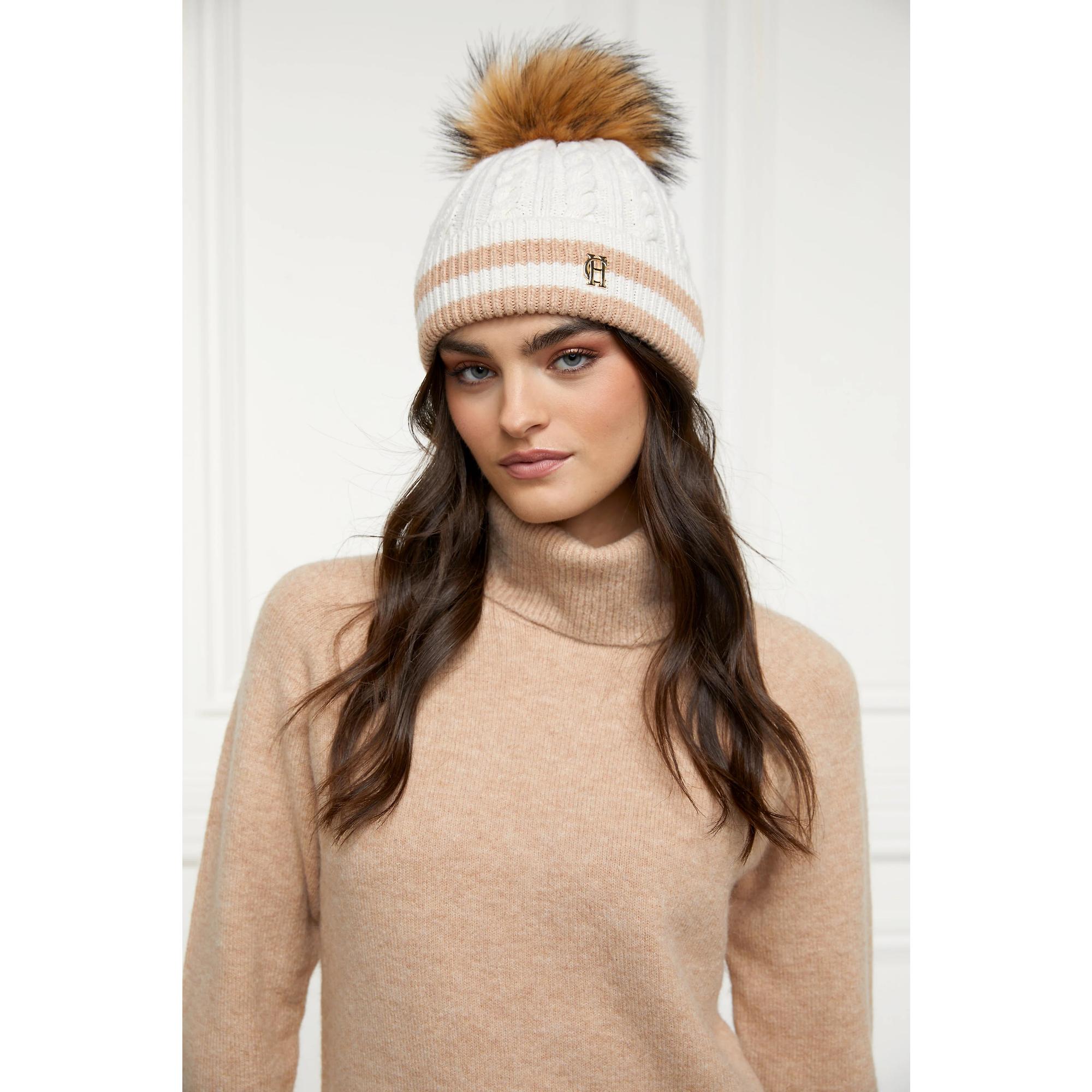 Product image 3 of 4 of Holland Cooper Zoe Beanie Bobble Hat - Cream Stripe
