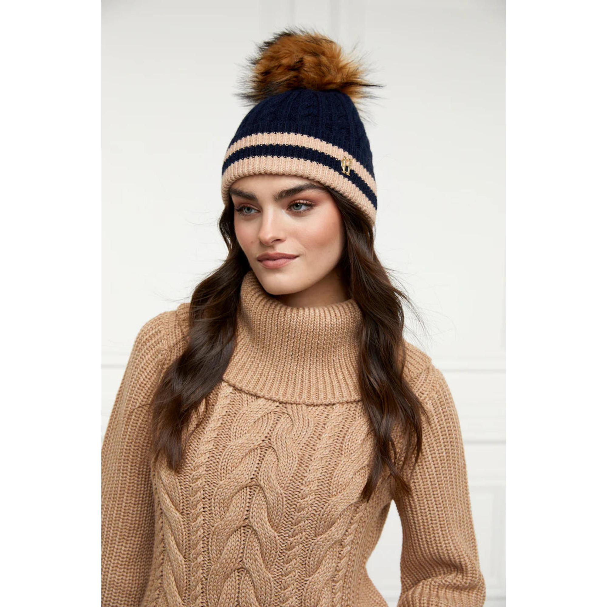 Product image 3 of 4 of Holland Cooper Zoe Beanie Bobble Hat - Ink Navy Stripe
