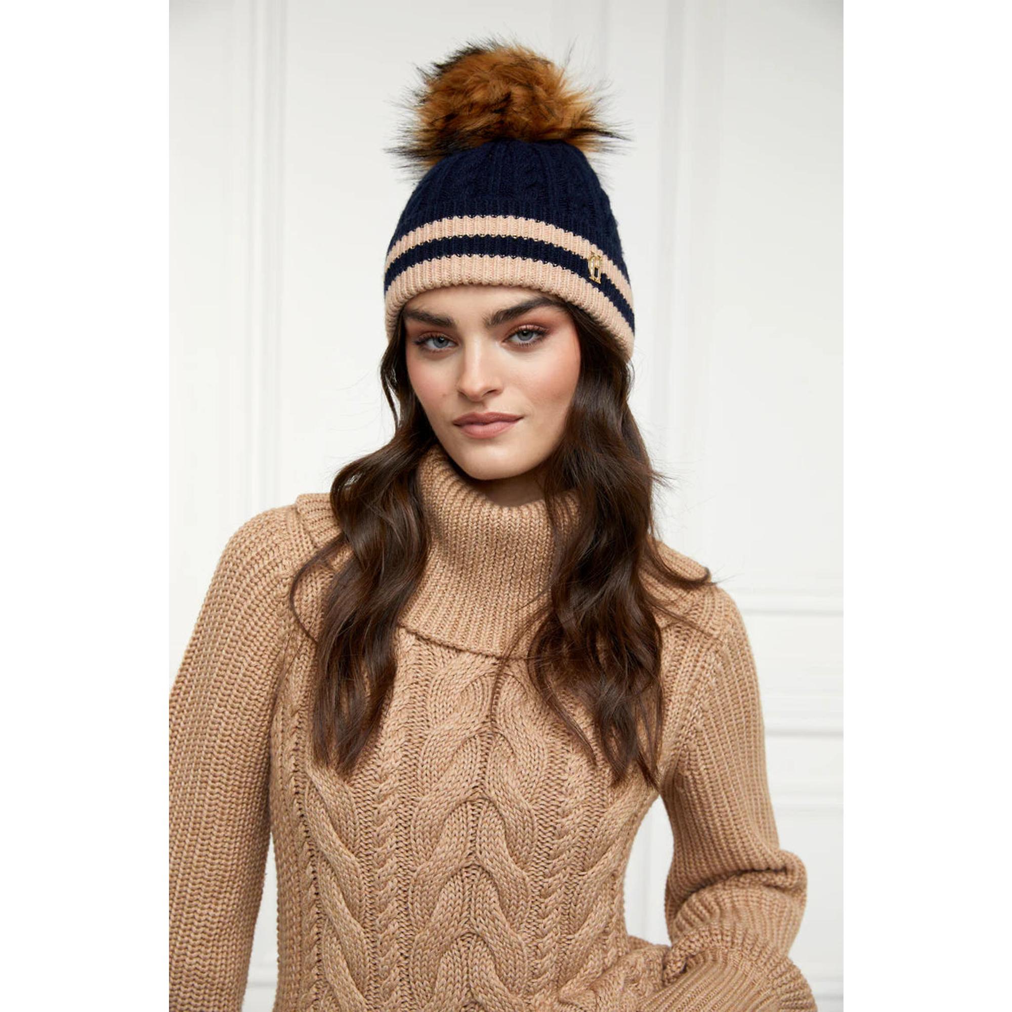 Product image 4 of 4 of Holland Cooper Zoe Beanie Bobble Hat - Ink Navy Stripe