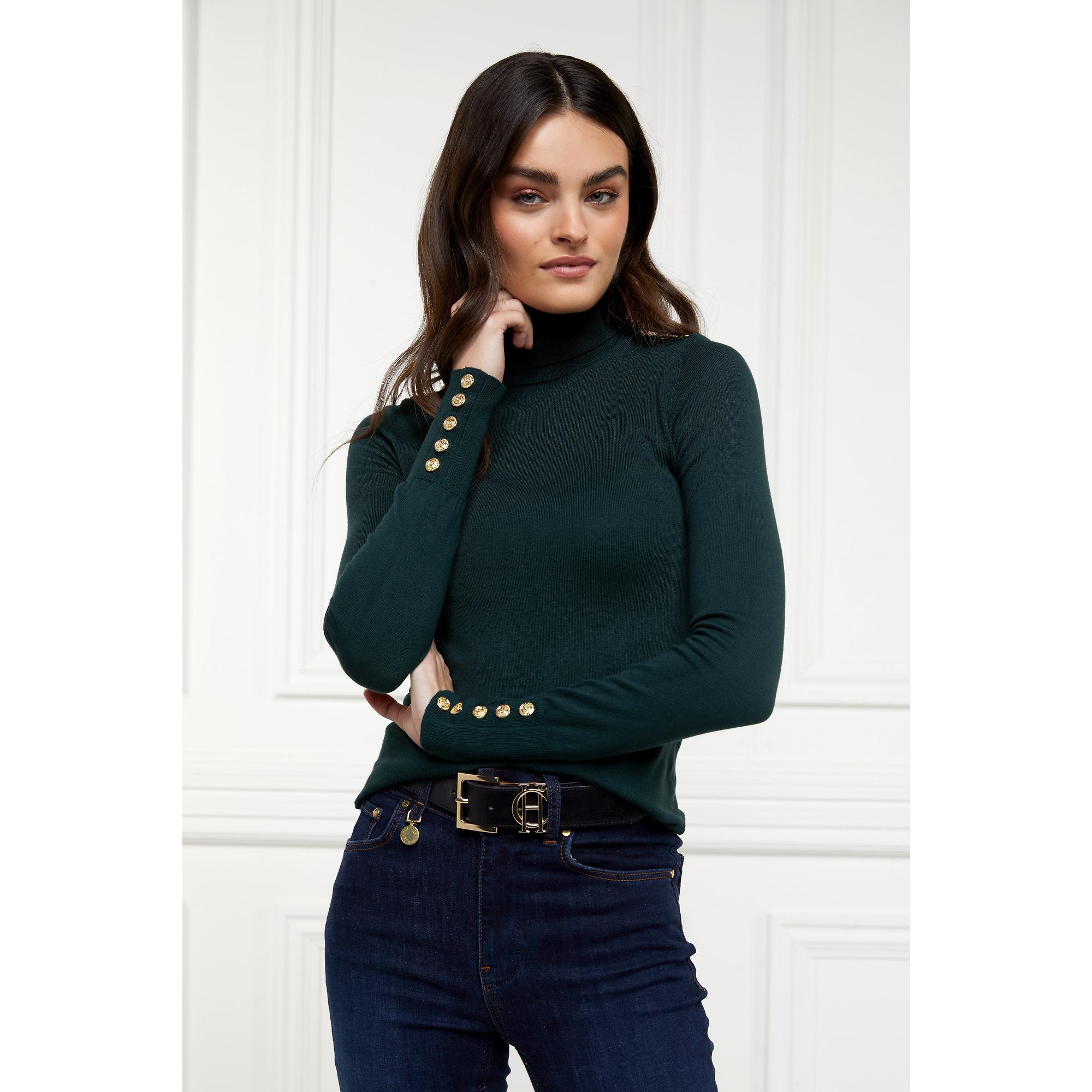 Product image 3 of 6 of Holland Cooper Women's Buttoned Knit Roll Neck - Deep Emerald