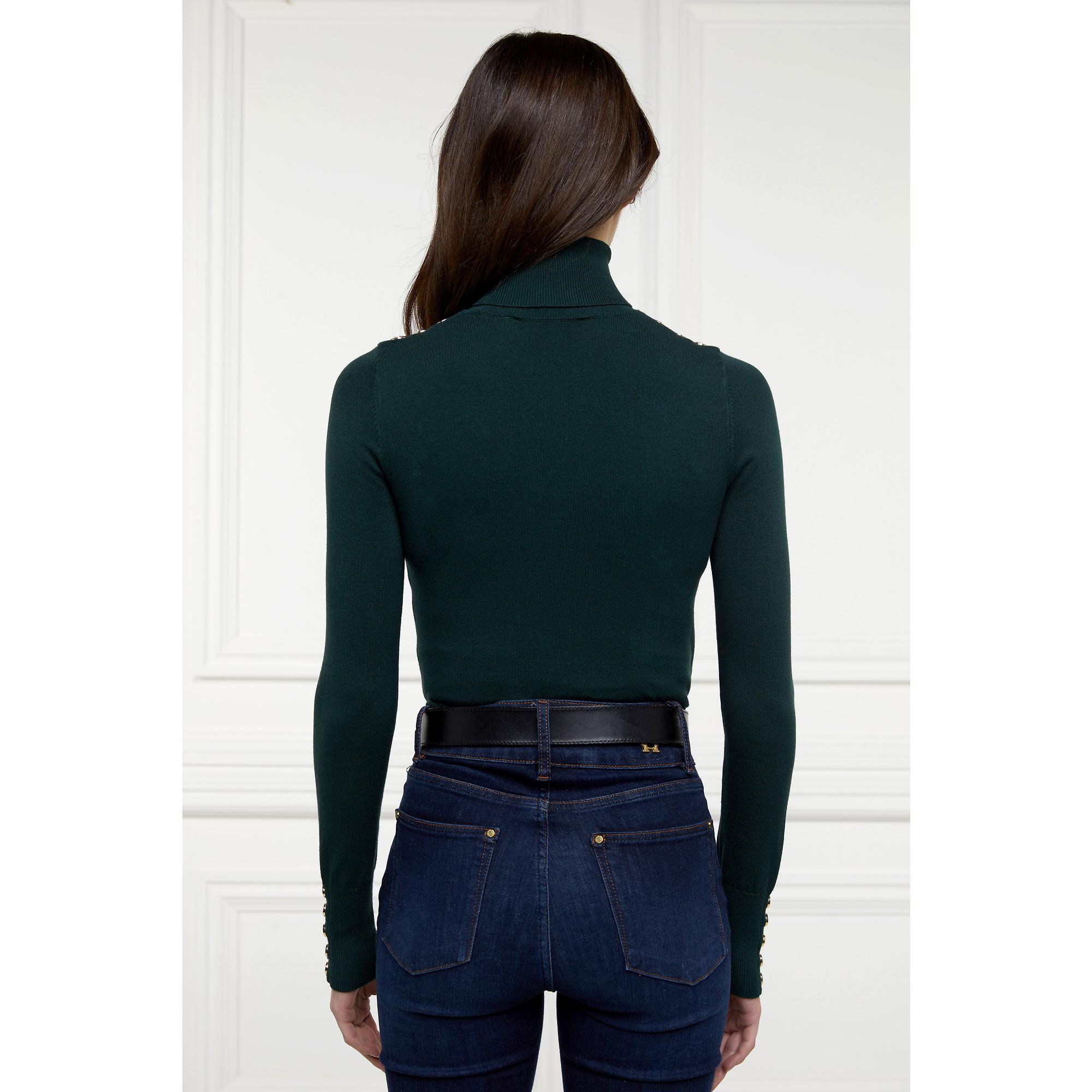 Product image 6 of 6 of Holland Cooper Women's Buttoned Knit Roll Neck - Deep Emerald