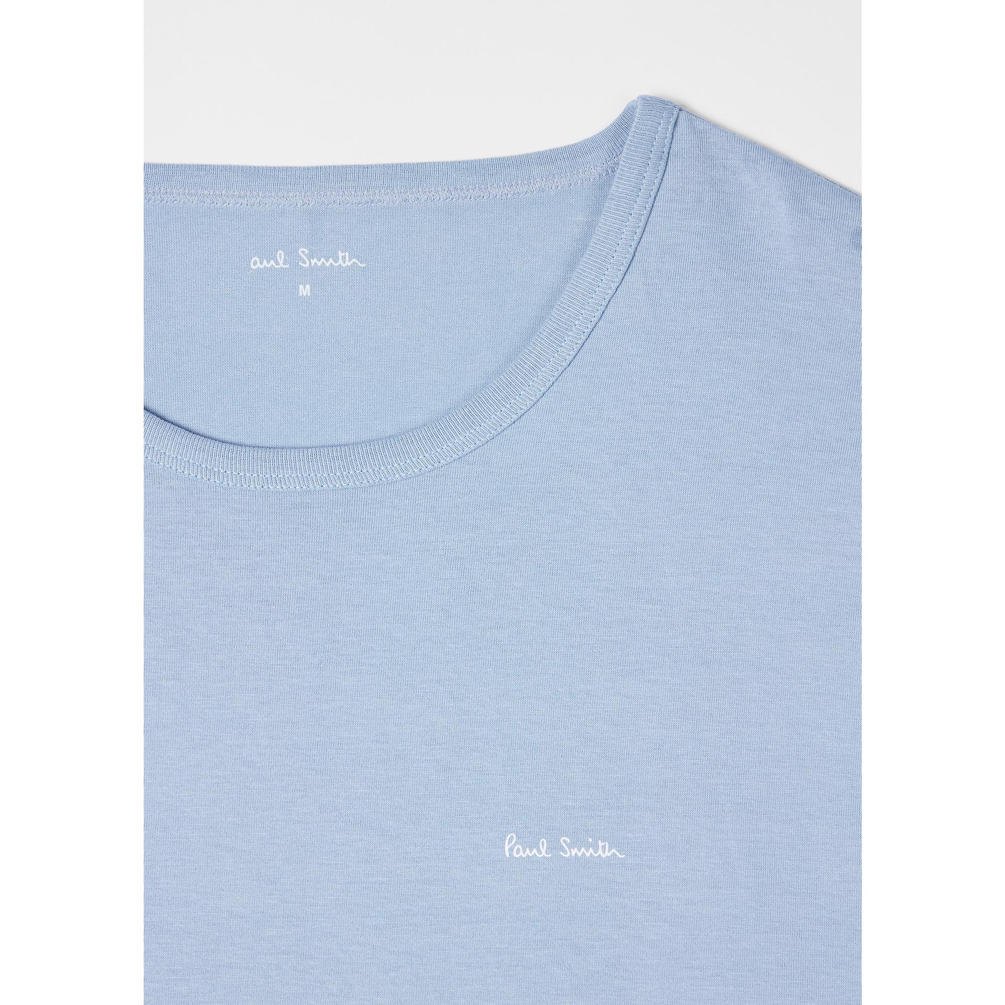 Product image 5 of 7 of Paul Smith Men's Organic Cotton Logo 3 Pack Lounge T-Shirts - White/Sky Blue/Black