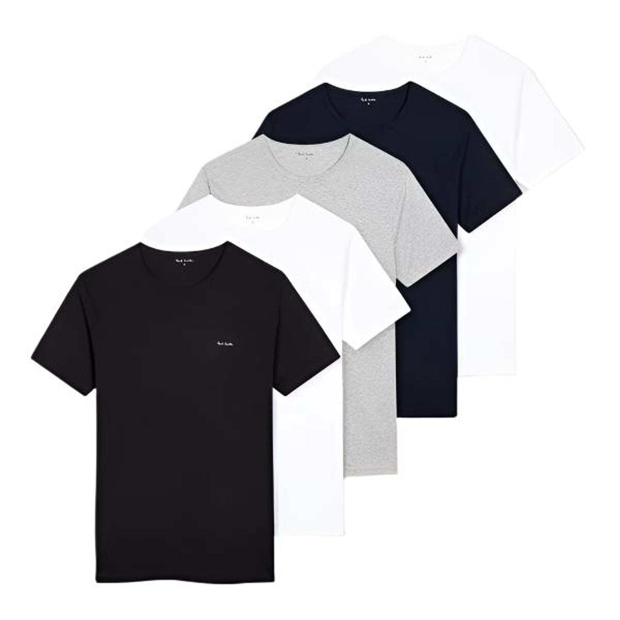 Product image 1 of 14 of Paul Smith Men's Organic Cotton Logo 5 Pack Lounge T-Shirts - Mixed