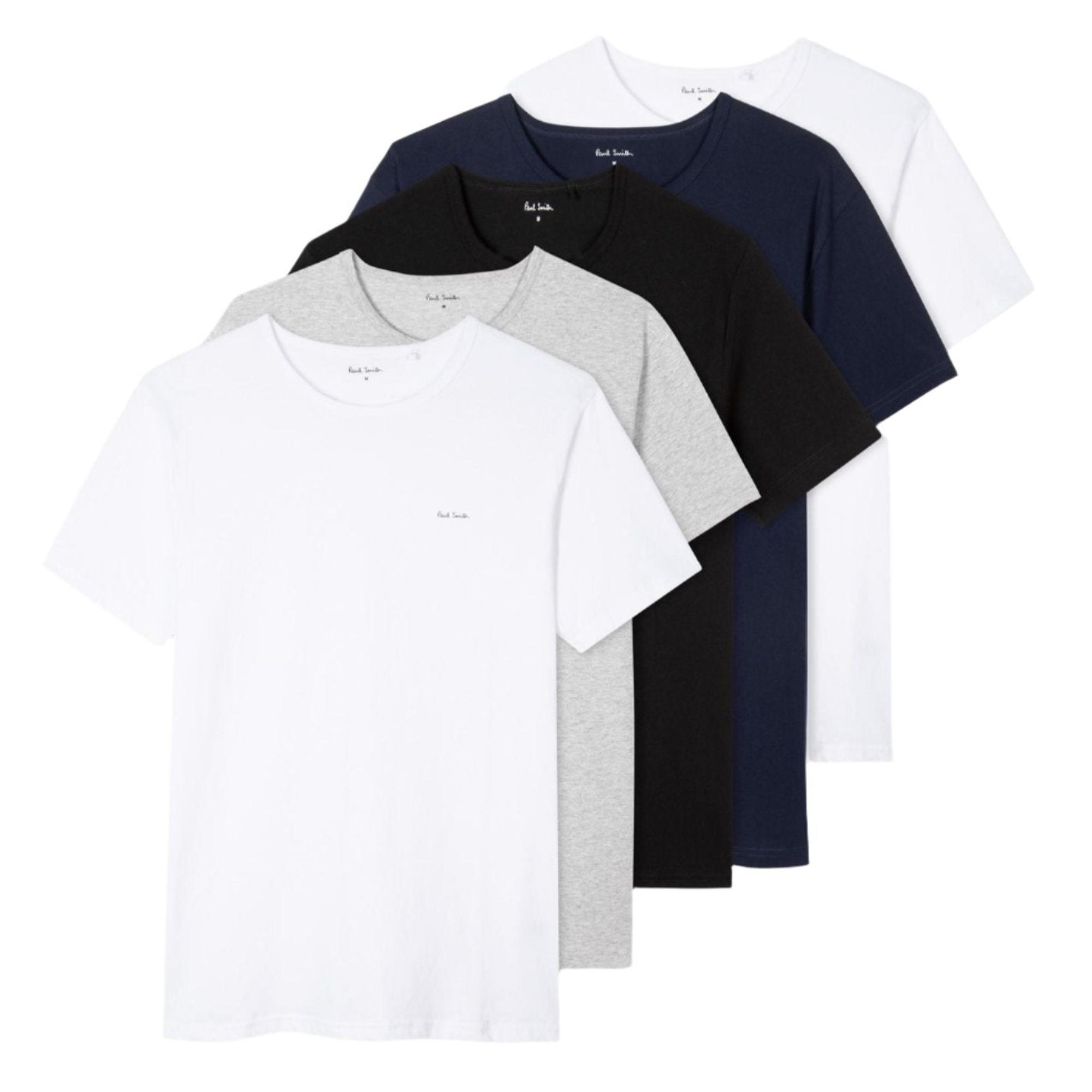 Product image 6 of 14 of Paul Smith Men's Organic Cotton Logo 5 Pack Lounge T-Shirts - Mixed
