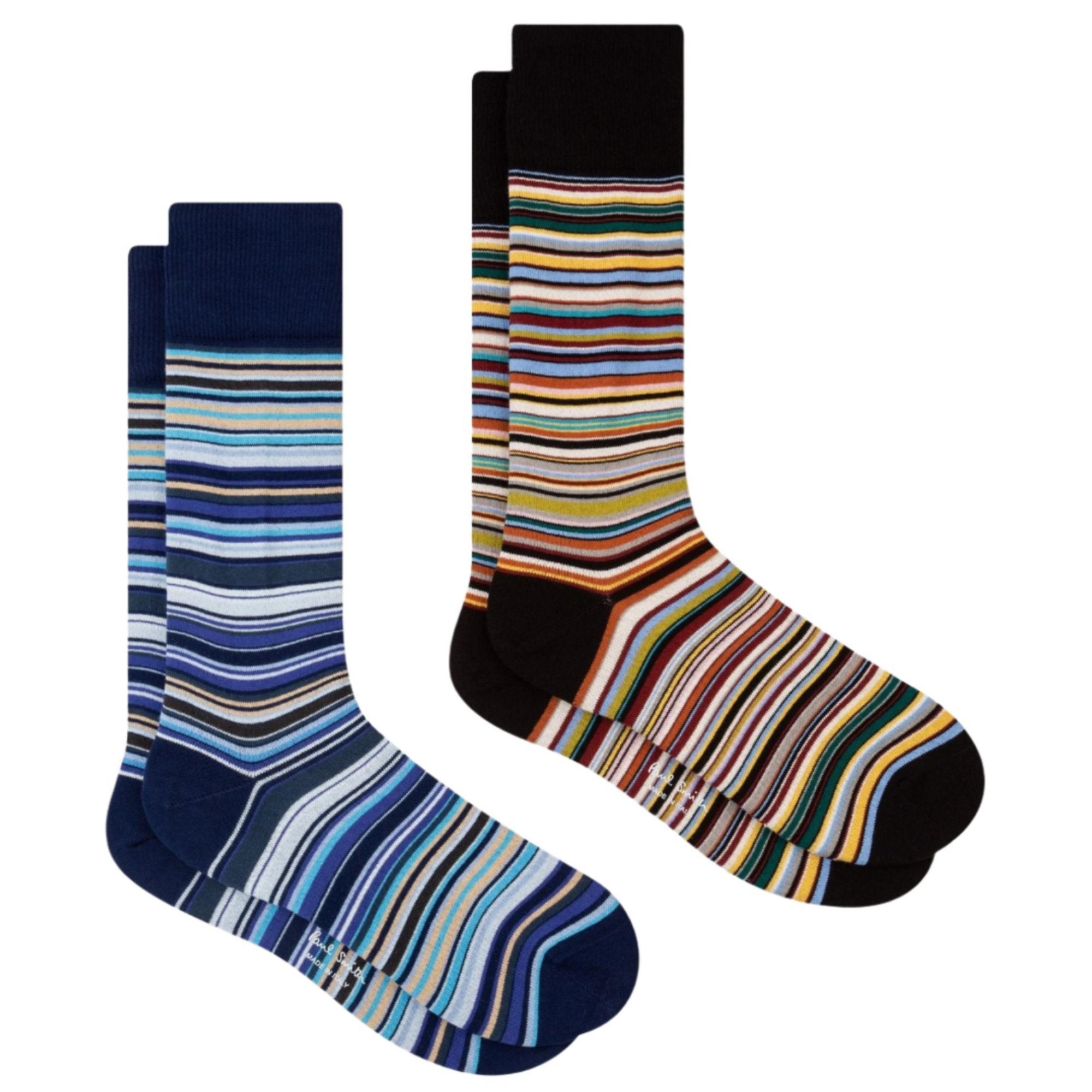 Product image 1 of 5 of Paul Smith Men's Signature Stripe Socks - 2 Pack - Black & Navy - One Size
