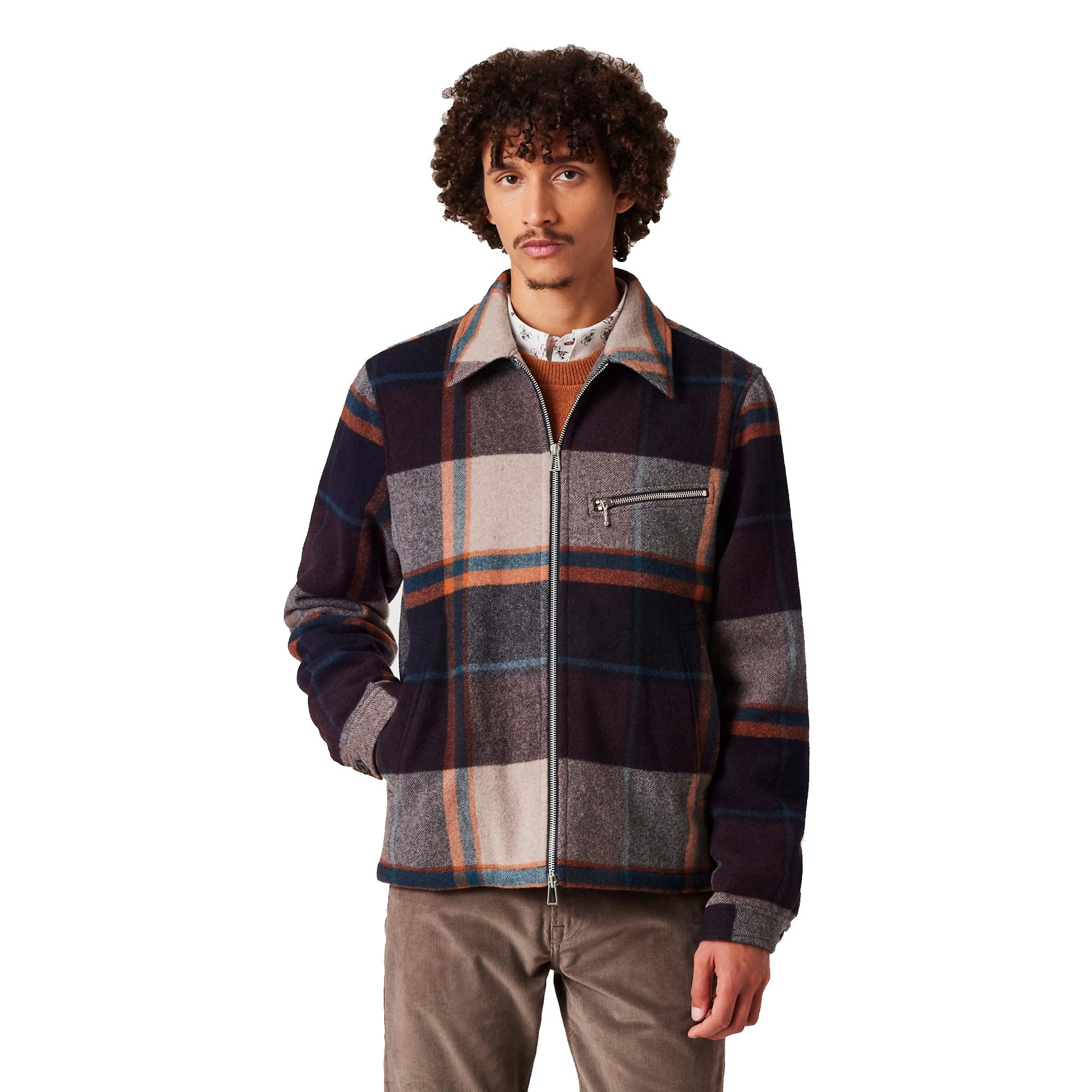 Product image 2 of 16 of Paul Smith Men's Wool-Blend Harrington Jacket - Ecru & Burgundy Check