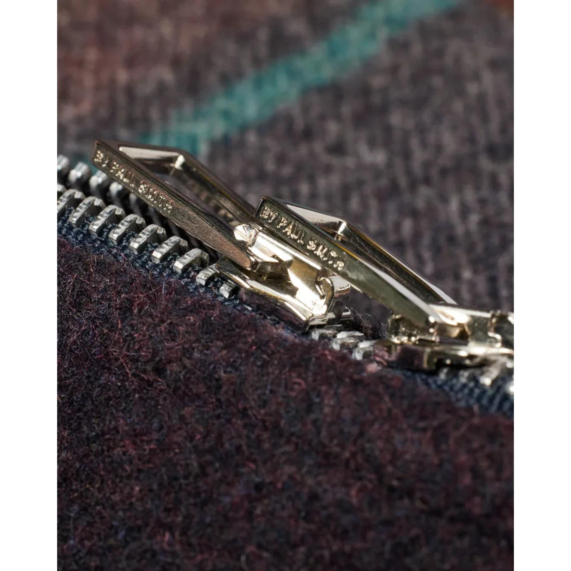 Product image 14 of 16 of Paul Smith Men's Wool-Blend Harrington Jacket - Ecru & Burgundy Check