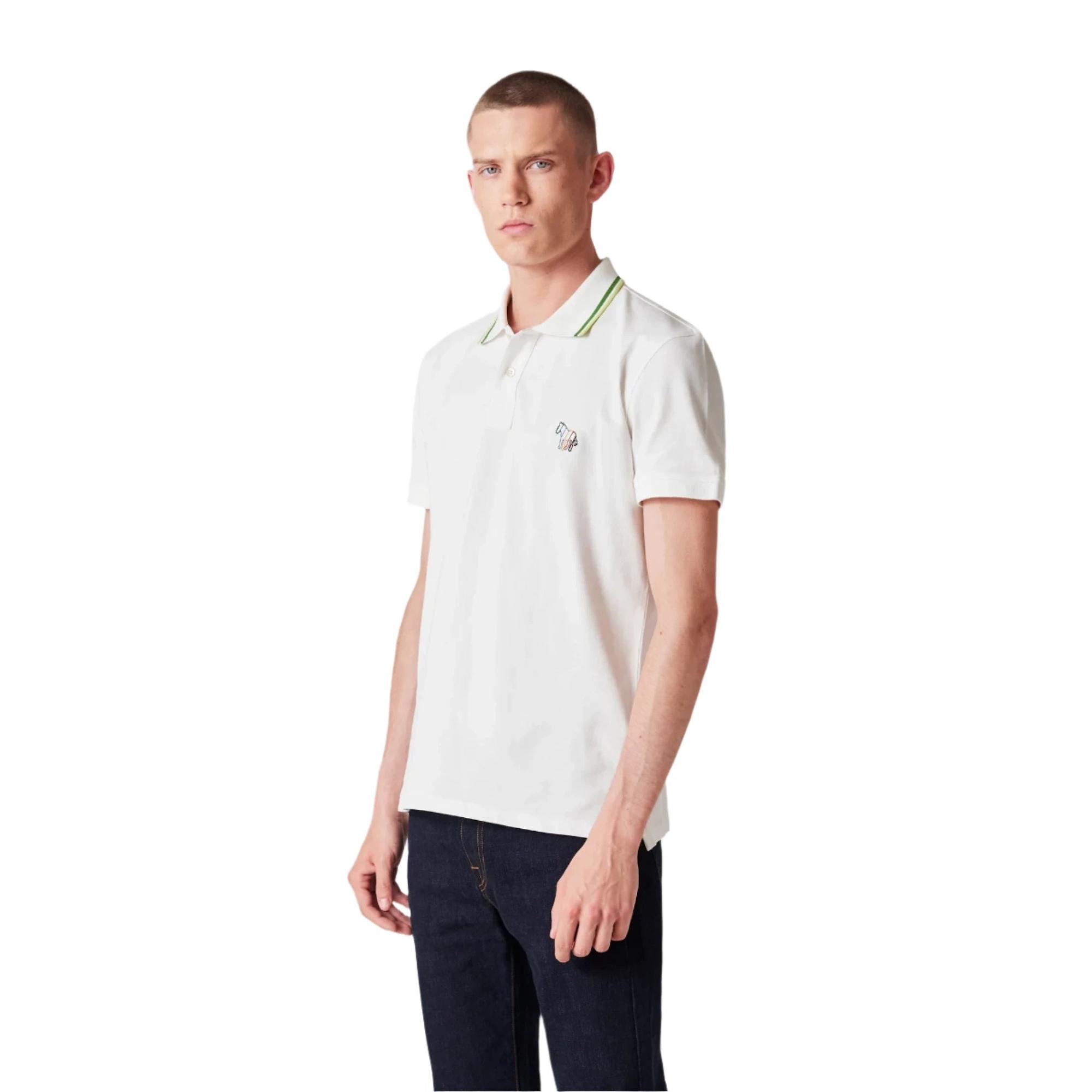 Product image 2 of 11 of Paul Smith Men's Regular Fit Stretch-Cotton 'Broad Stripe Zebra' Polo Shirt - White