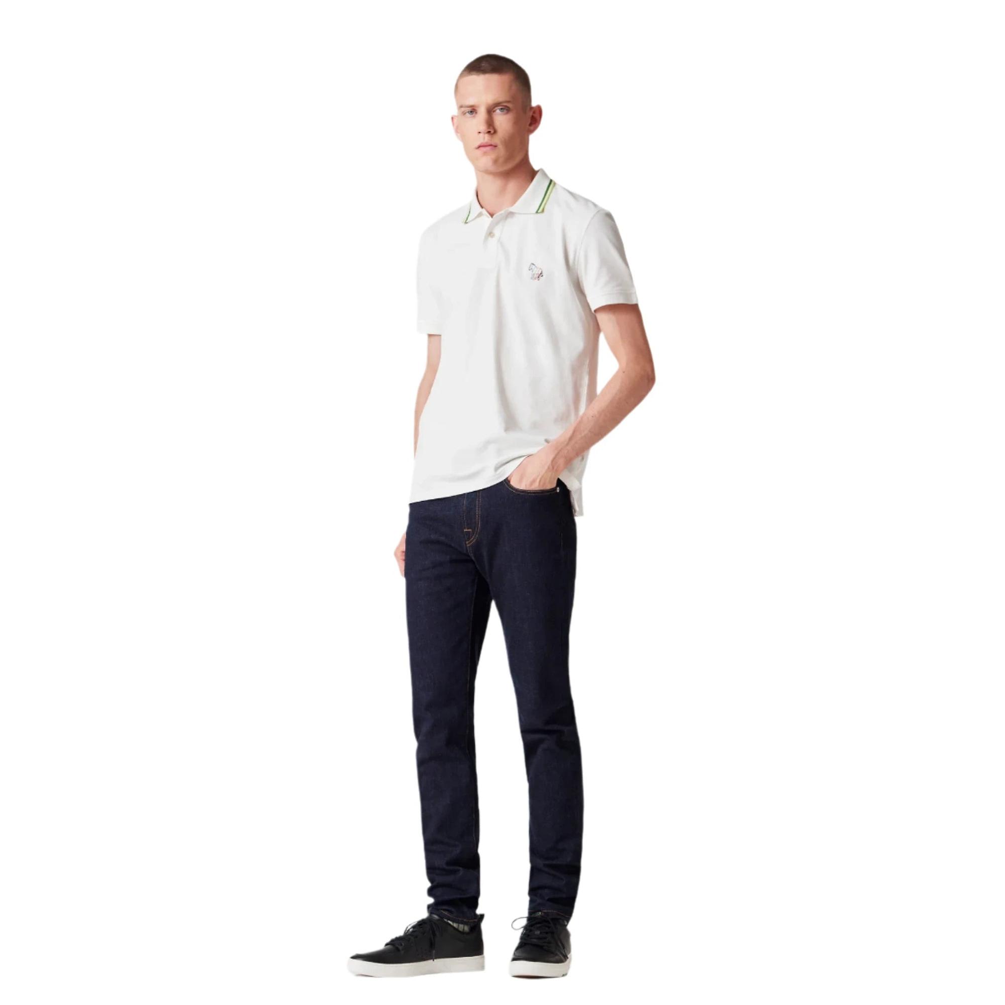 Product image 4 of 11 of Paul Smith Men's Regular Fit Stretch-Cotton 'Broad Stripe Zebra' Polo Shirt - White