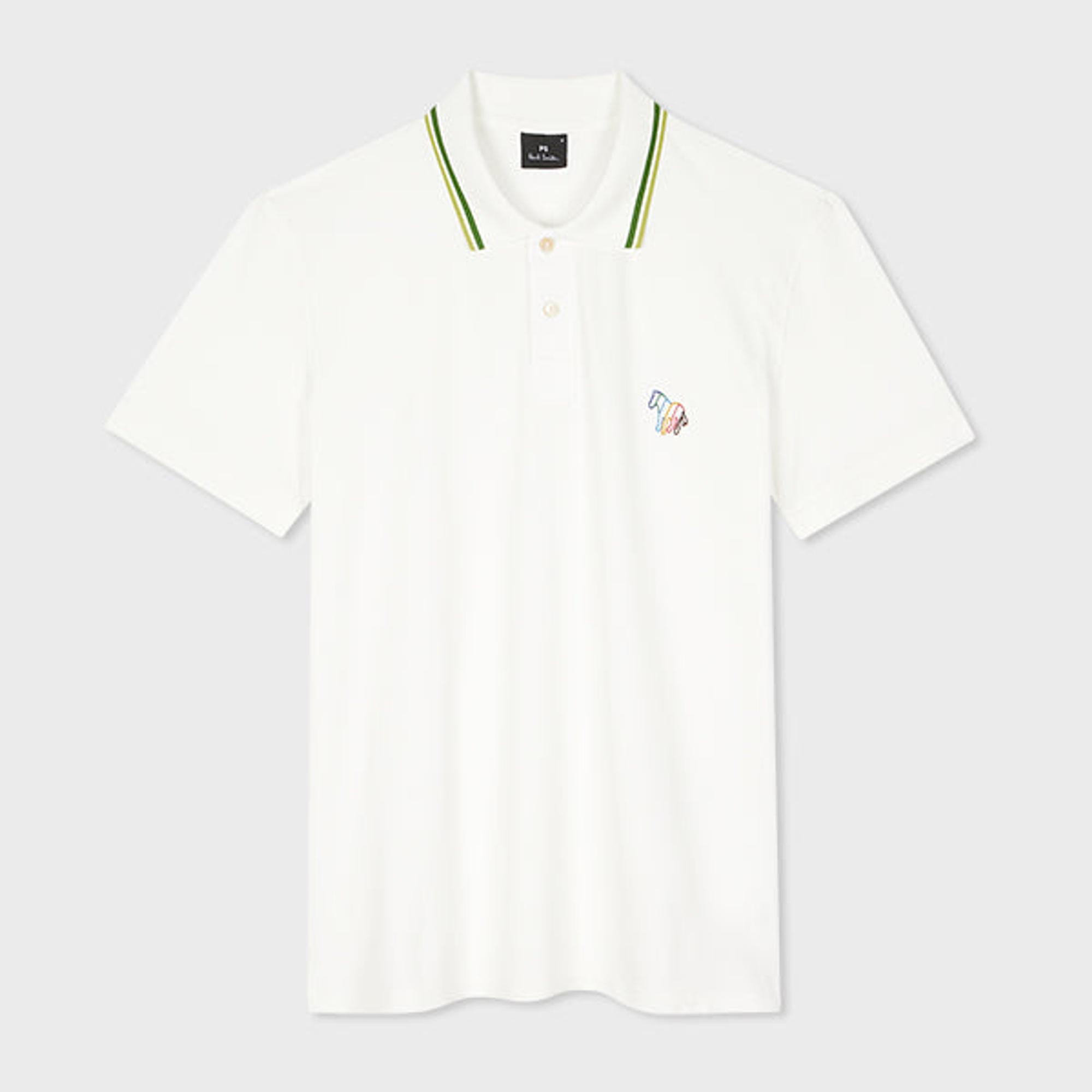 Product image 11 of 11 of Paul Smith Men's Regular Fit Stretch-Cotton 'Broad Stripe Zebra' Polo Shirt - White