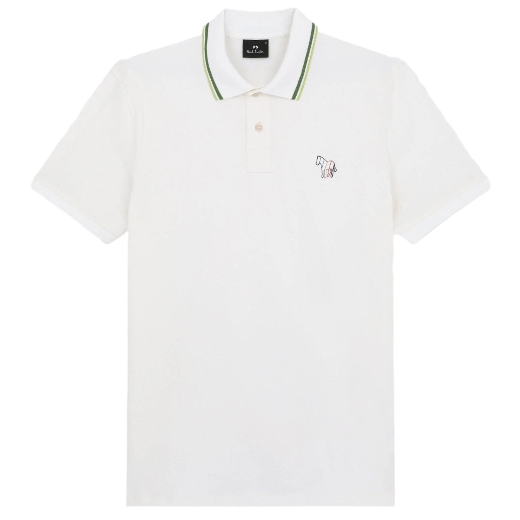 Product image 1 of 11 of Paul Smith Men's Regular Fit Stretch-Cotton 'Broad Stripe Zebra' Polo Shirt  - White