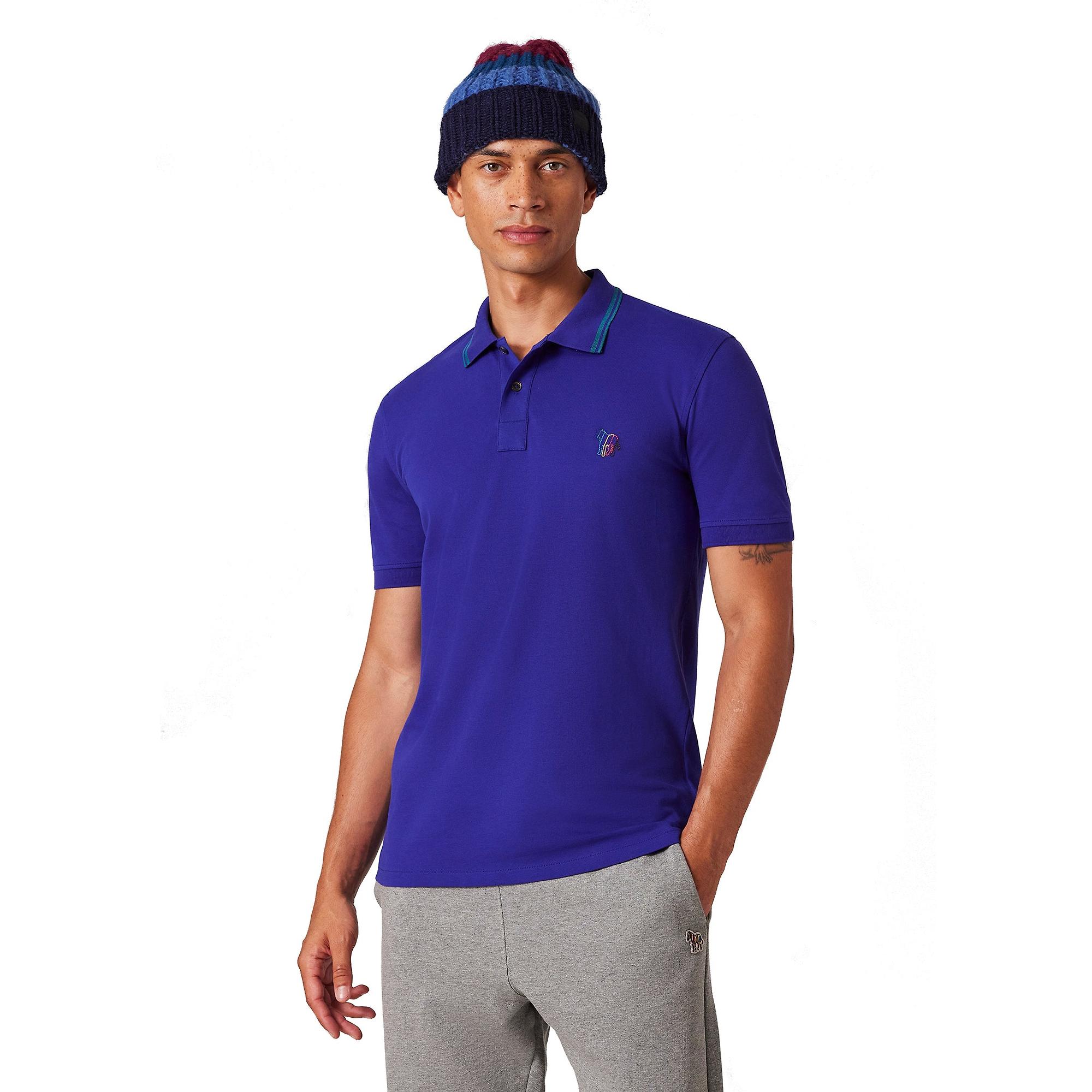 Product image 2 of 8 of Paul Smith Men's Regular Fit Stretch-Cotton 'Broad Stripe Zebra' Polo Shirt - Blue