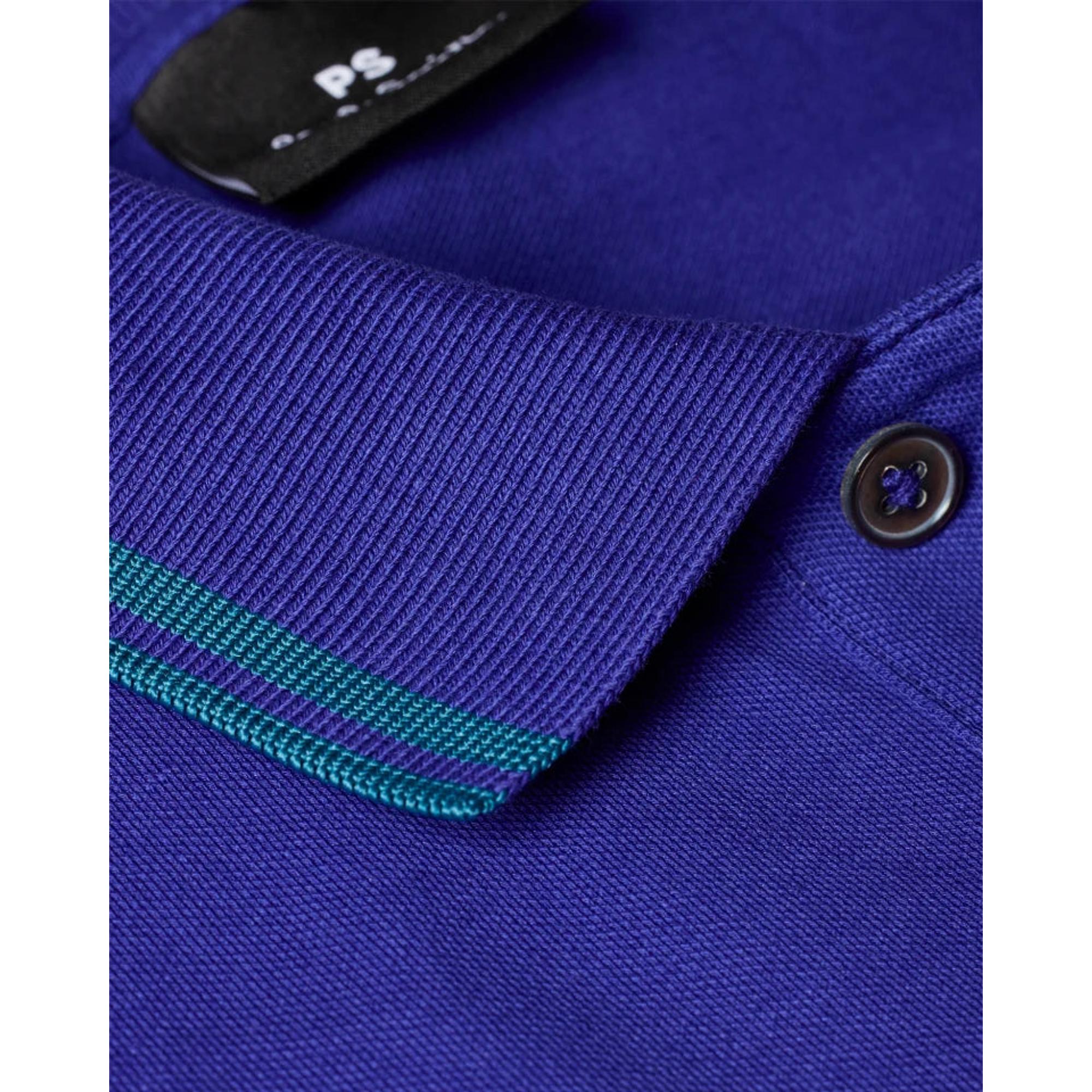 Product image 6 of 8 of Paul Smith Men's Regular Fit Stretch-Cotton 'Broad Stripe Zebra' Polo Shirt - Blue