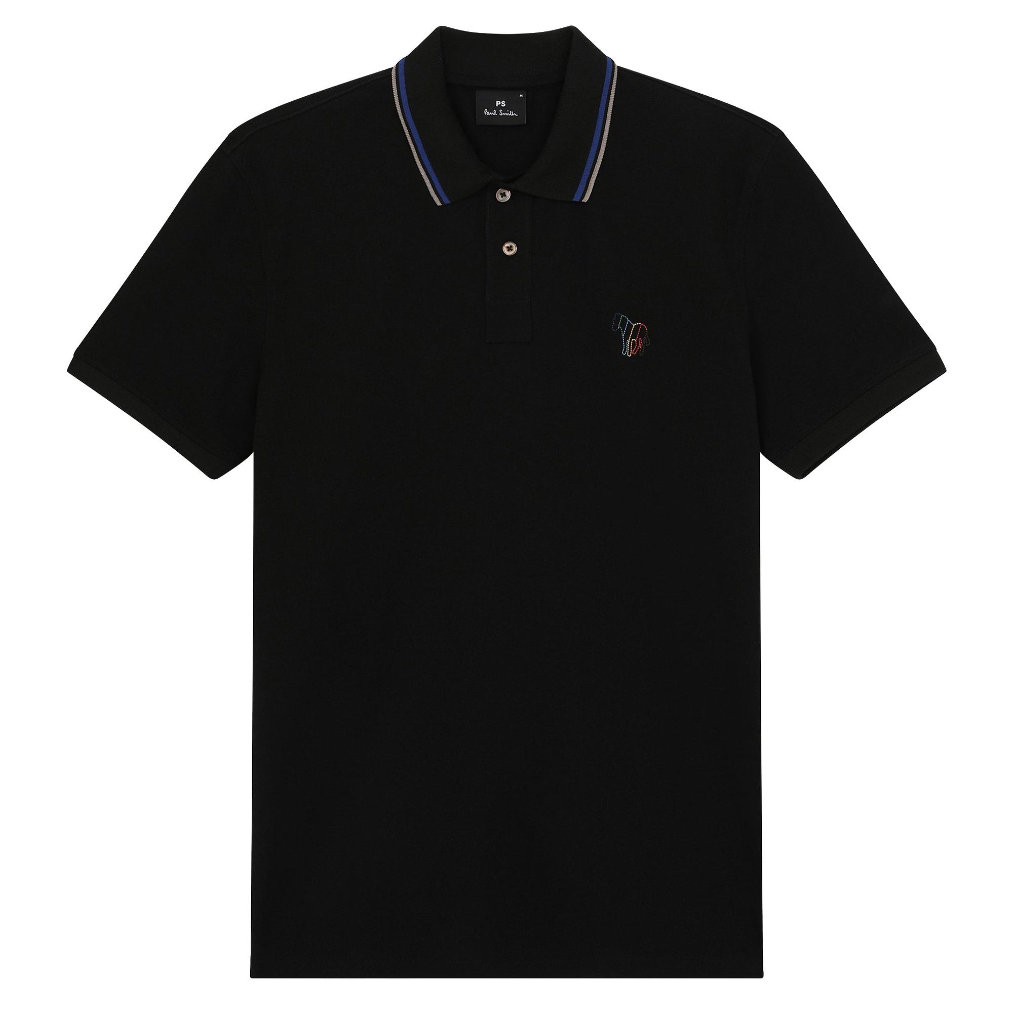 Product image 1 of 5 of Paul Smith Men's Regular Fit Stretch-Cotton 'Broad Stripe Zebra' Polo Shirt - Black