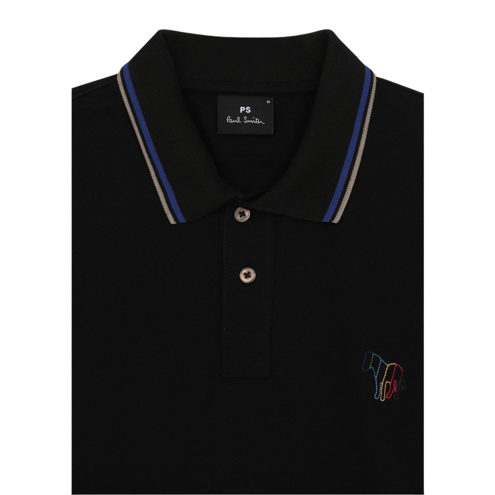 Product image 4 of 5 of Paul Smith Men's Regular Fit Stretch-Cotton 'Broad Stripe Zebra' Polo Shirt - Black