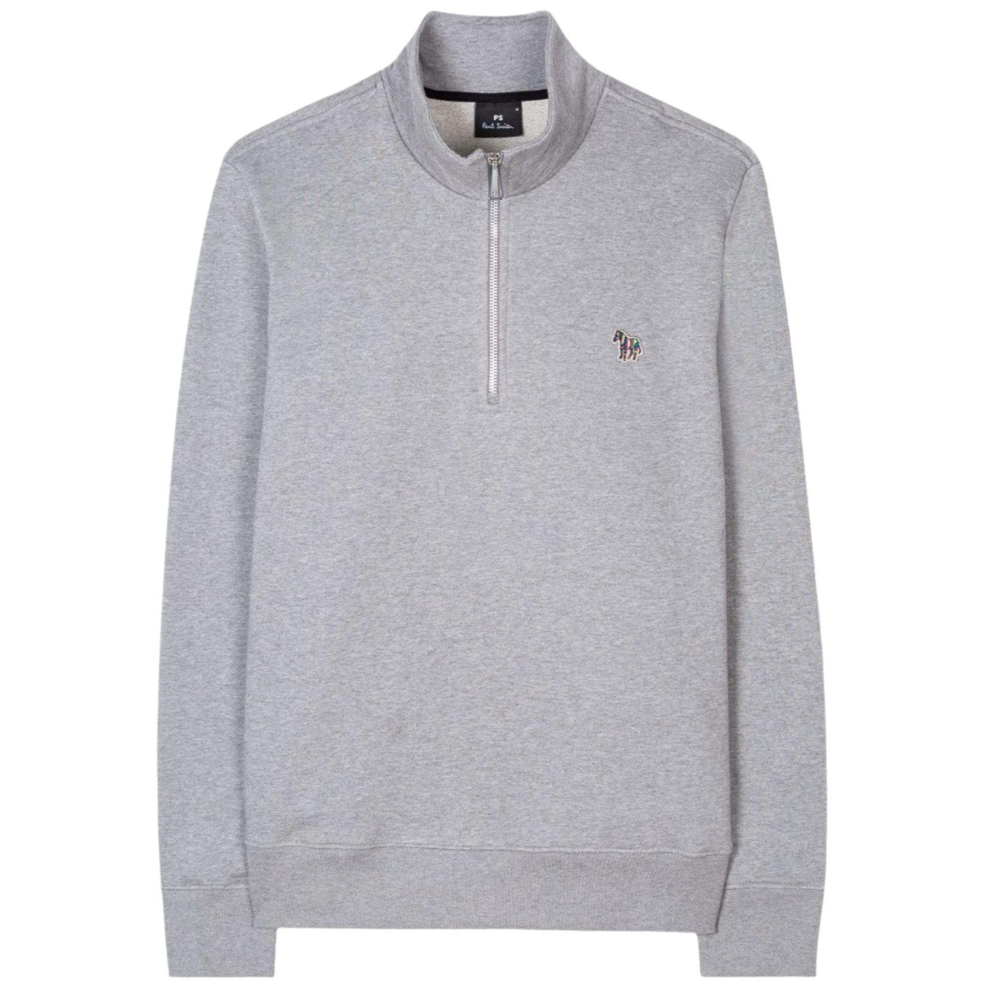 Product image 1 of 6 of Paul Smith Men's Zebra Logo Zip-Neck Sweatshirt - Grey Marl