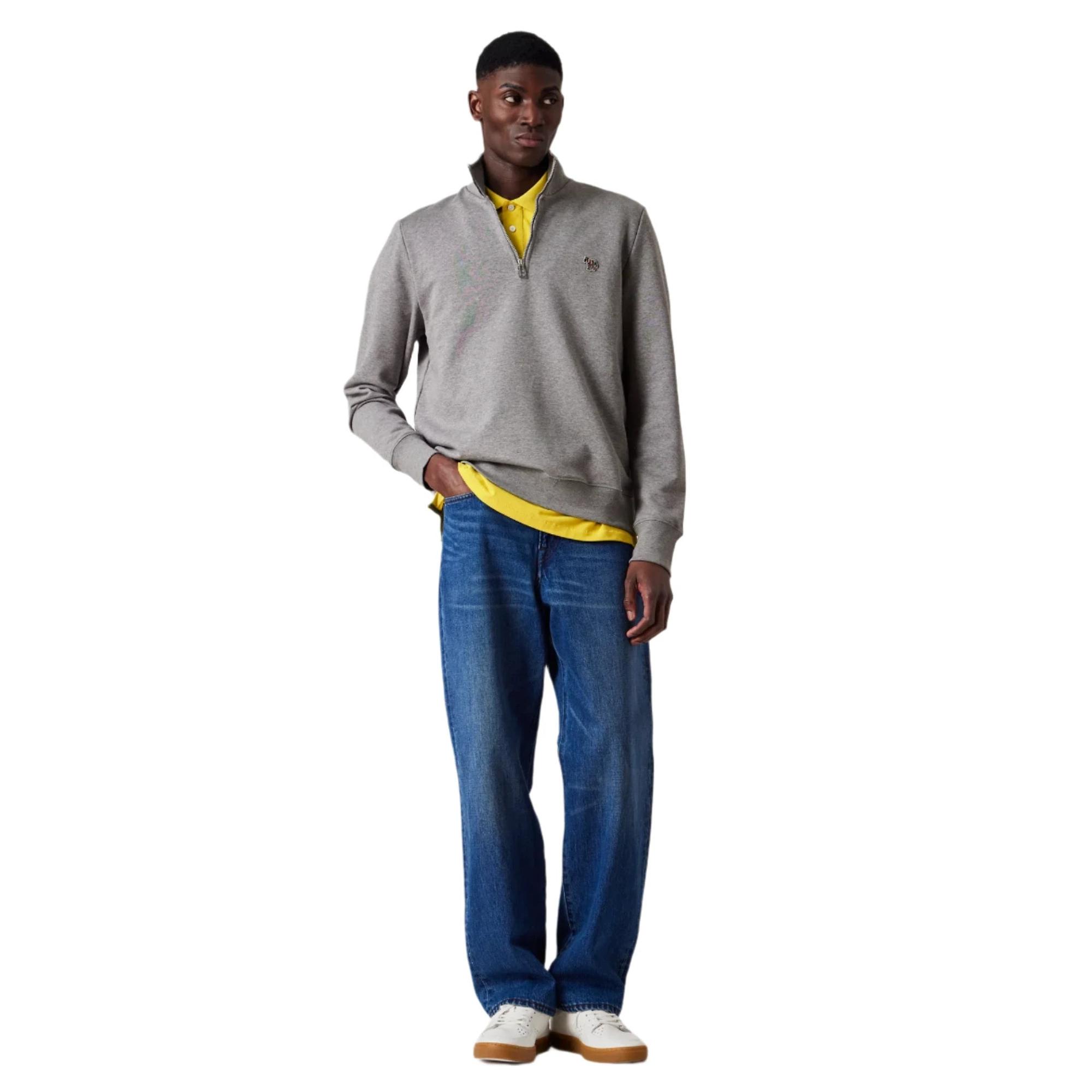 Product image 3 of 6 of Paul Smith Men's Zebra Logo Zip-Neck Sweatshirt - Grey Marl