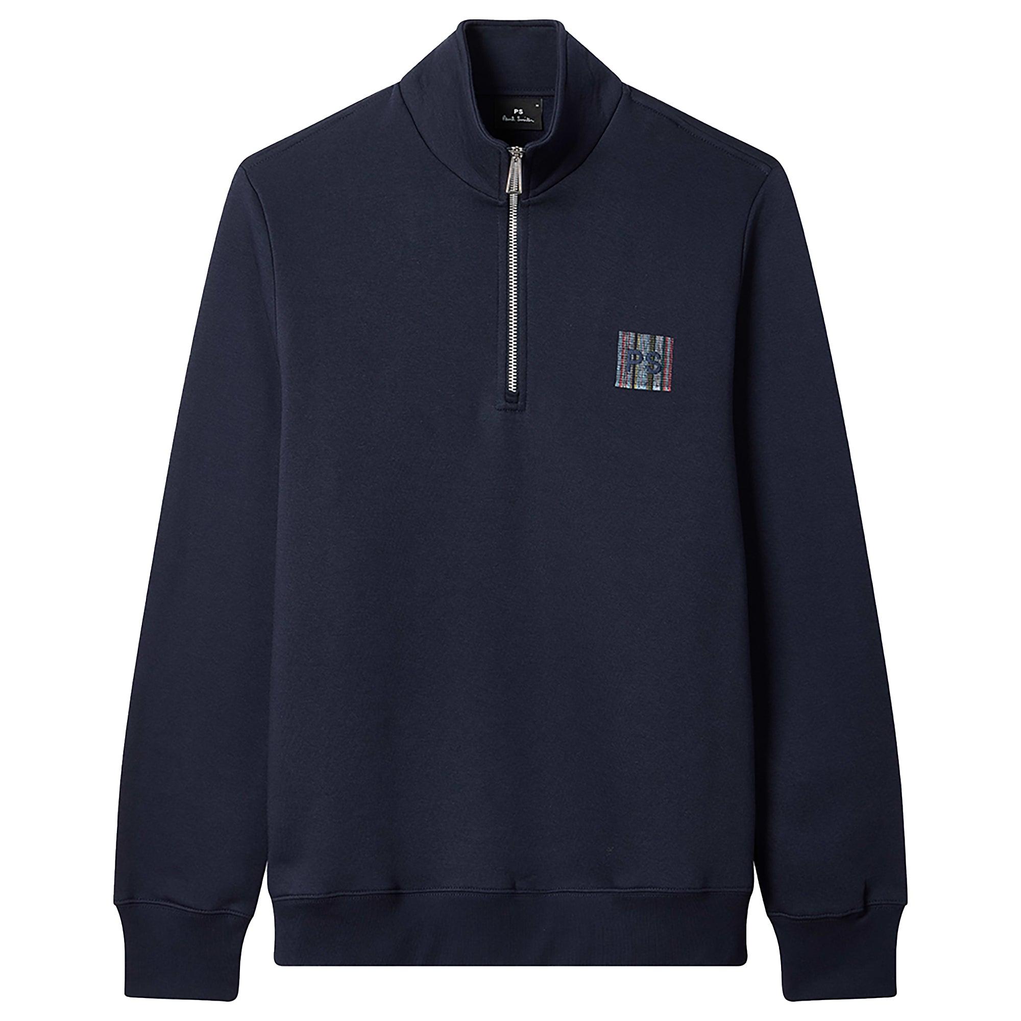 Product image 1 of 5 of PS By Paul Smith Men's Stitch Stripe Zip Funnel Neck Sweatshirt - Navy