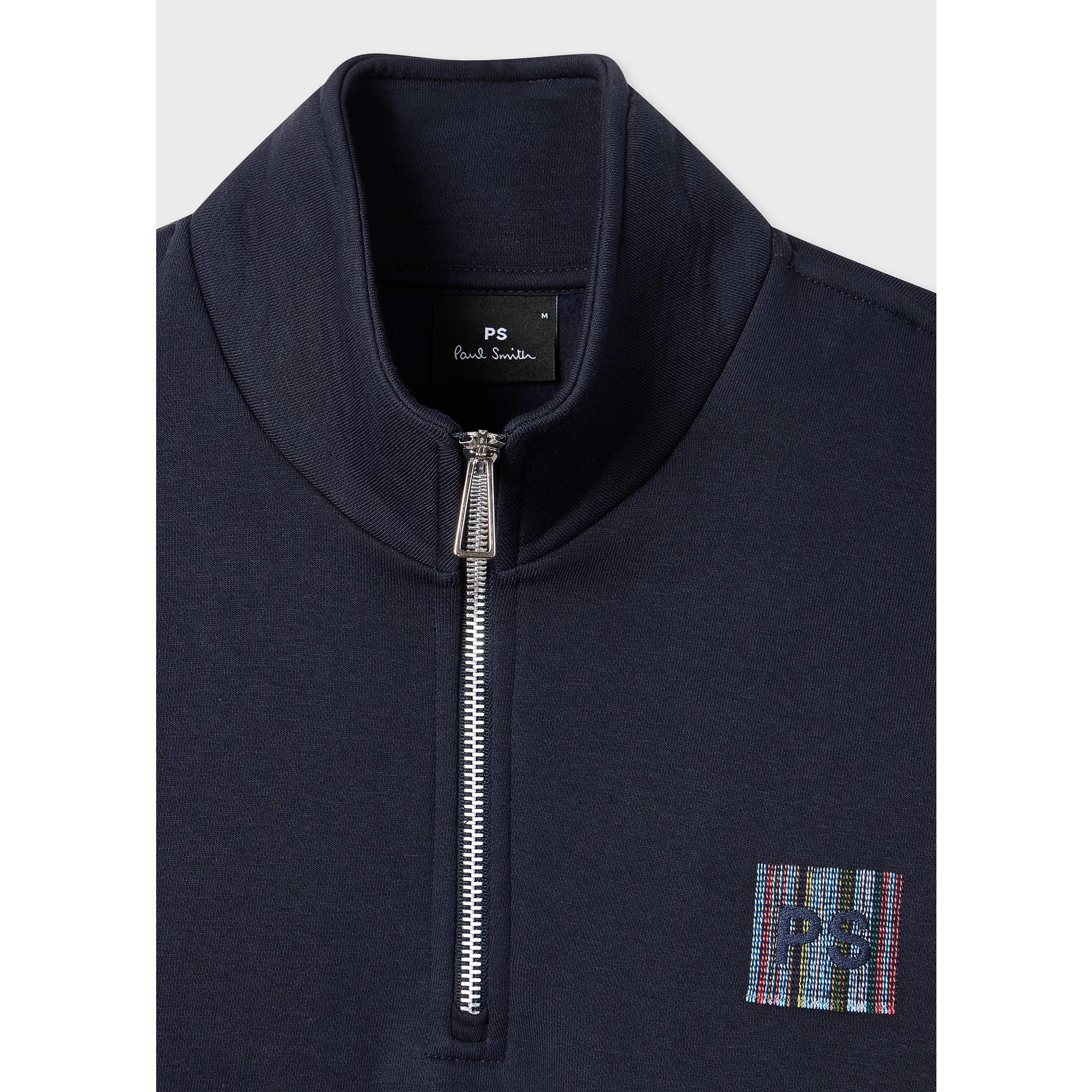 Product image 2 of 5 of PS By Paul Smith Men's Stitch Stripe Zip Funnel Neck Sweatshirt - Navy