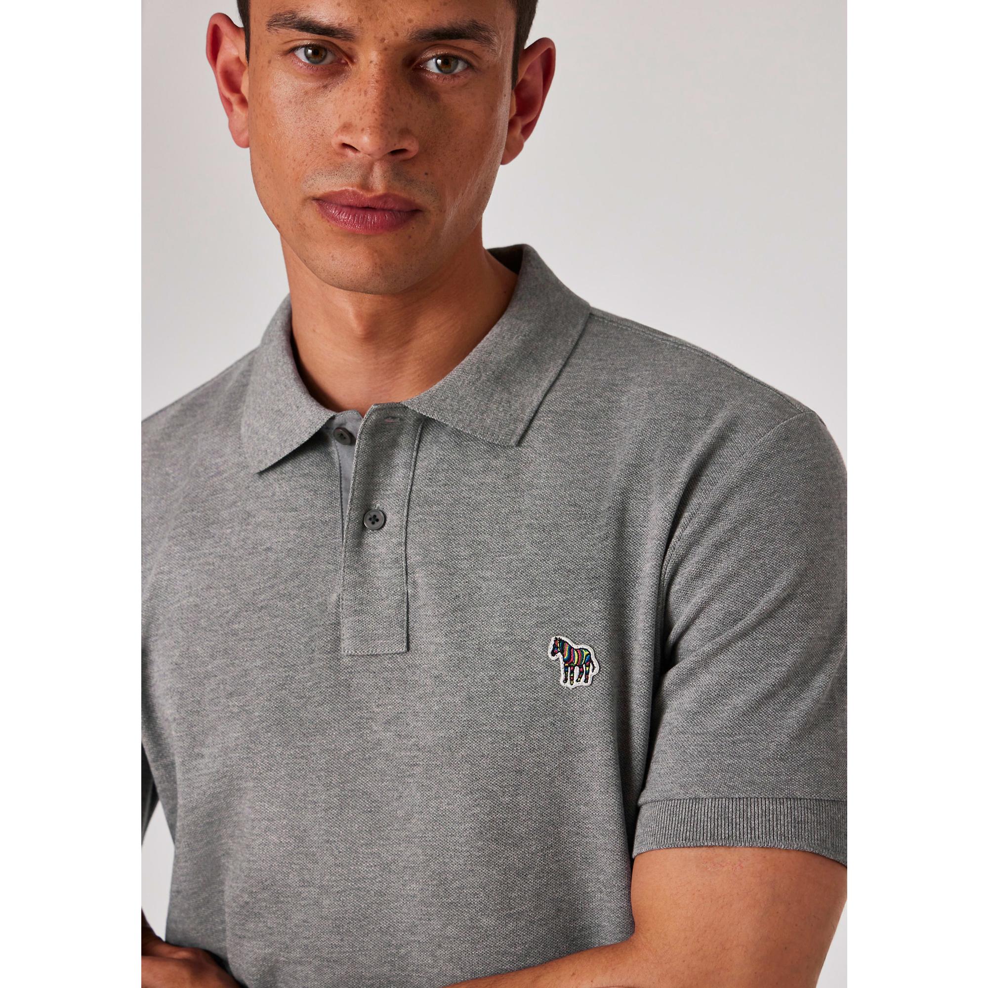 Product image 2 of 5 of Paul Smith Men's Cotton-Piqué Zebra Logo Polo Shirt - Grey Melange