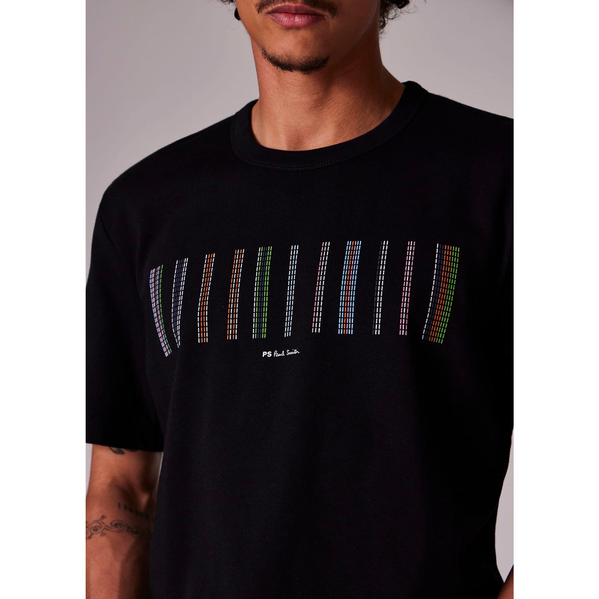 Product image 4 of 9 of PS By Paul Smith Men's Stitch Stripe Print T-Shirt - Black