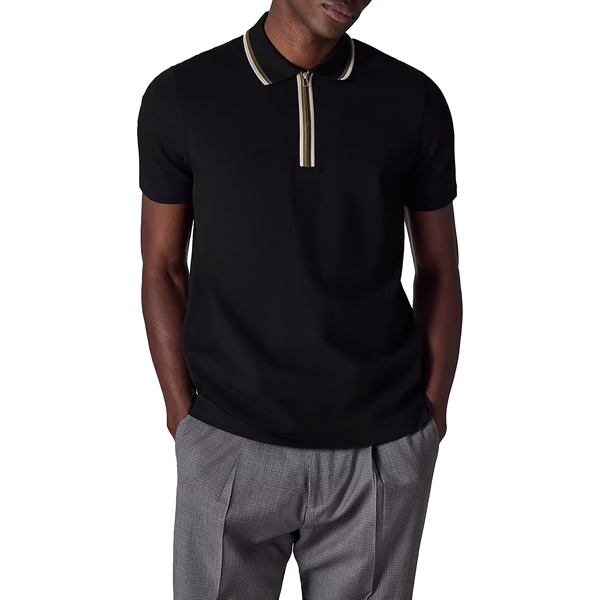 Product image 2 of 7 of PS By Paul Smith Men's Contrast Tipping Zip Polo Shirt - Black