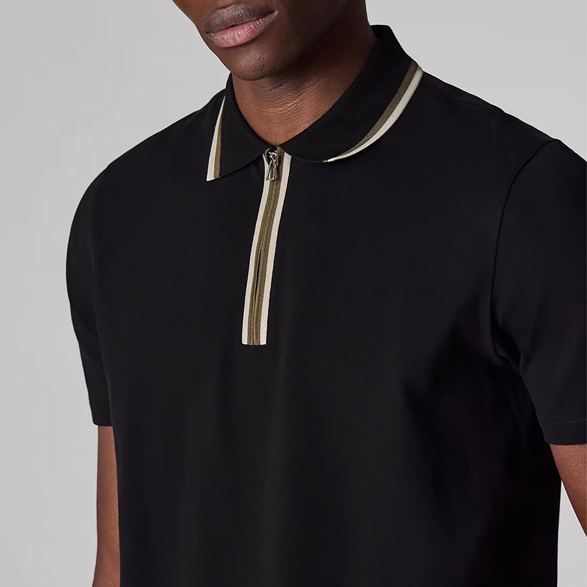 Product image 3 of 7 of PS By Paul Smith Men's Contrast Tipping Zip Polo Shirt - Black