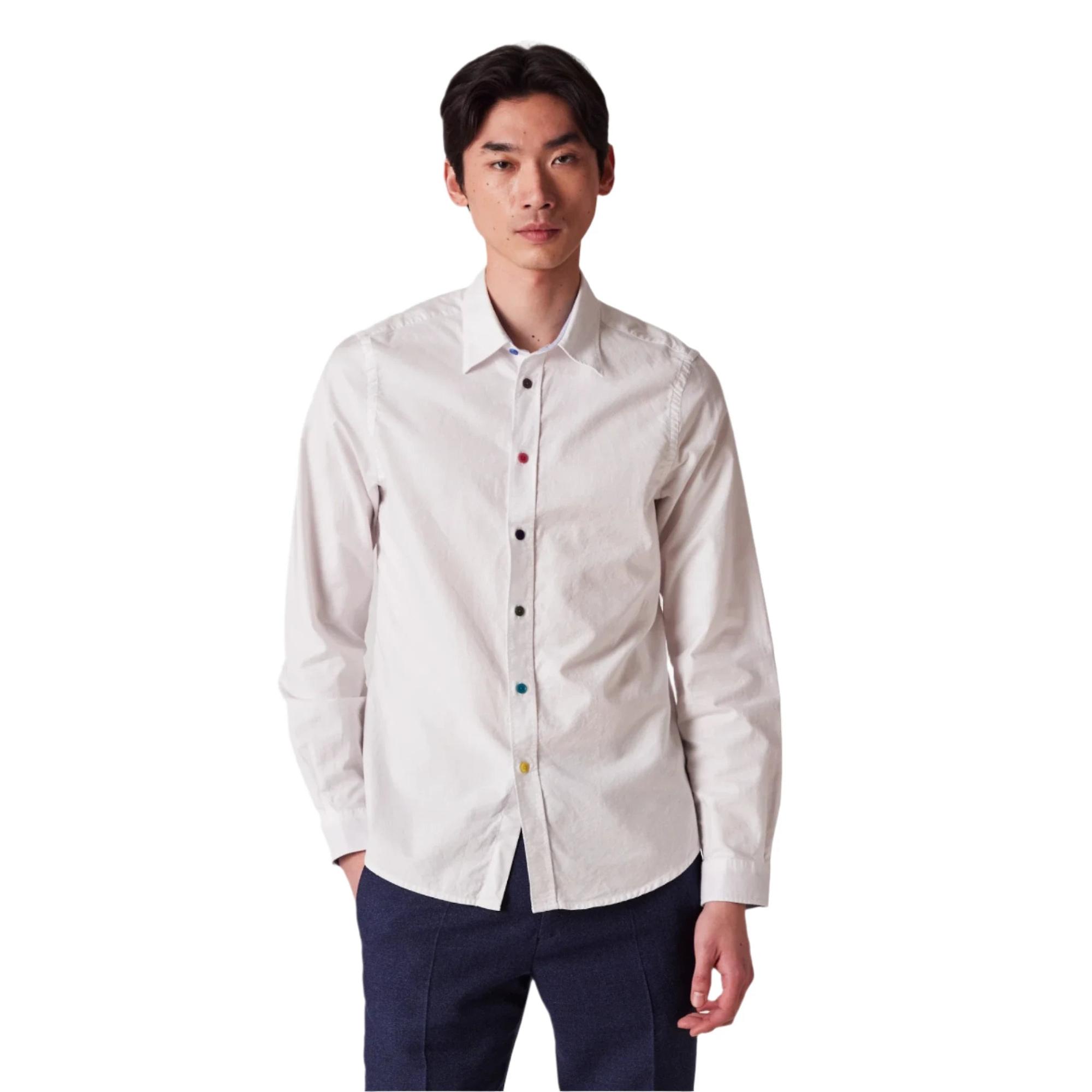 Product image 2 of 6 of Paul Smith Men's Tailored-Fit Multicolour Button Oxford Shirt - White