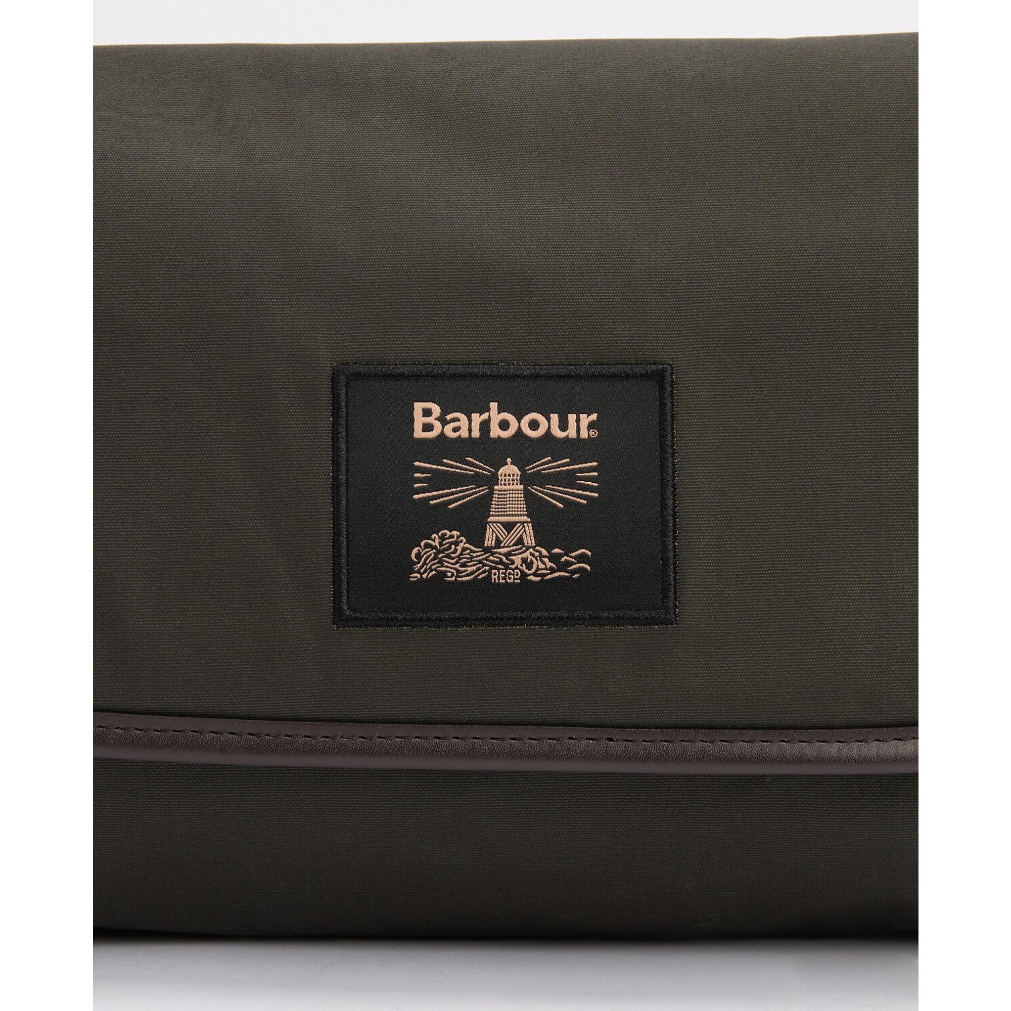 Product image 3 of 9 of Barbour Men's Wax Hanging Washbag - Olive/Beacon