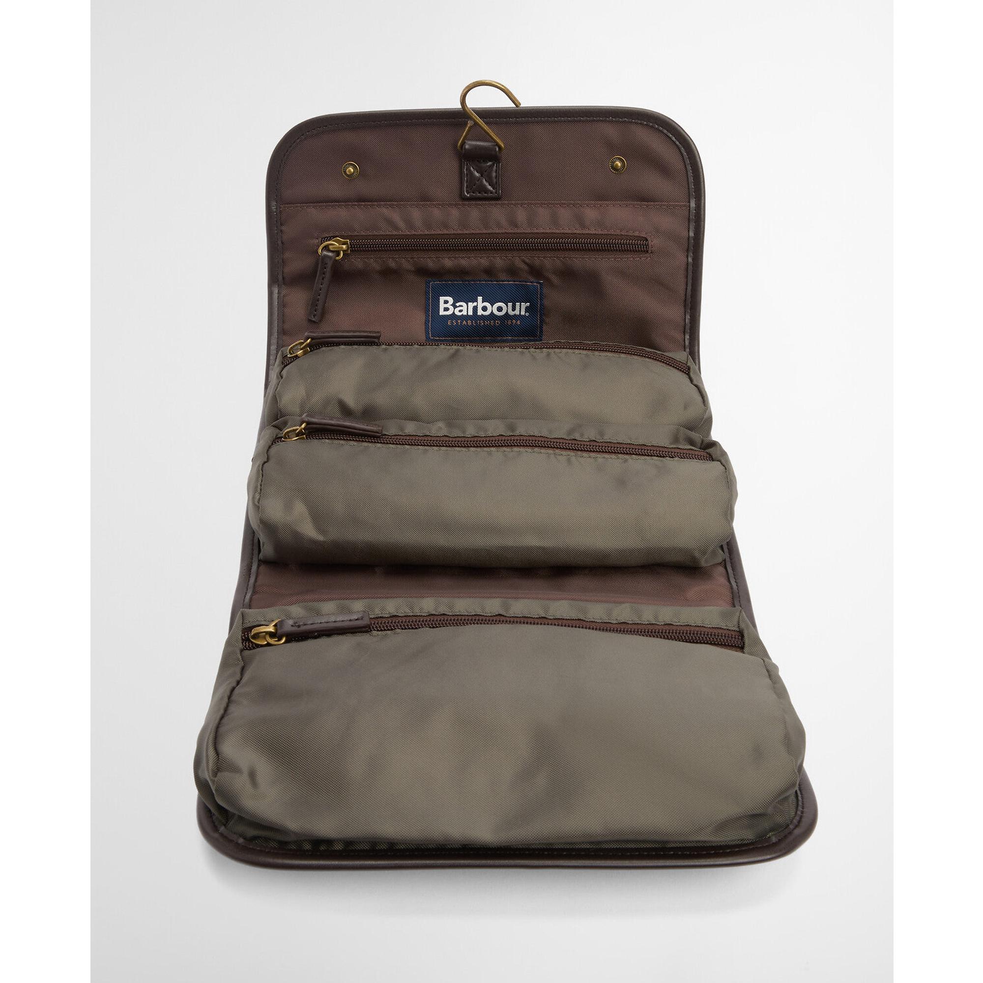 Product image 2 of 9 of Barbour Men's Wax Hanging Washbag - Olive/Beacon