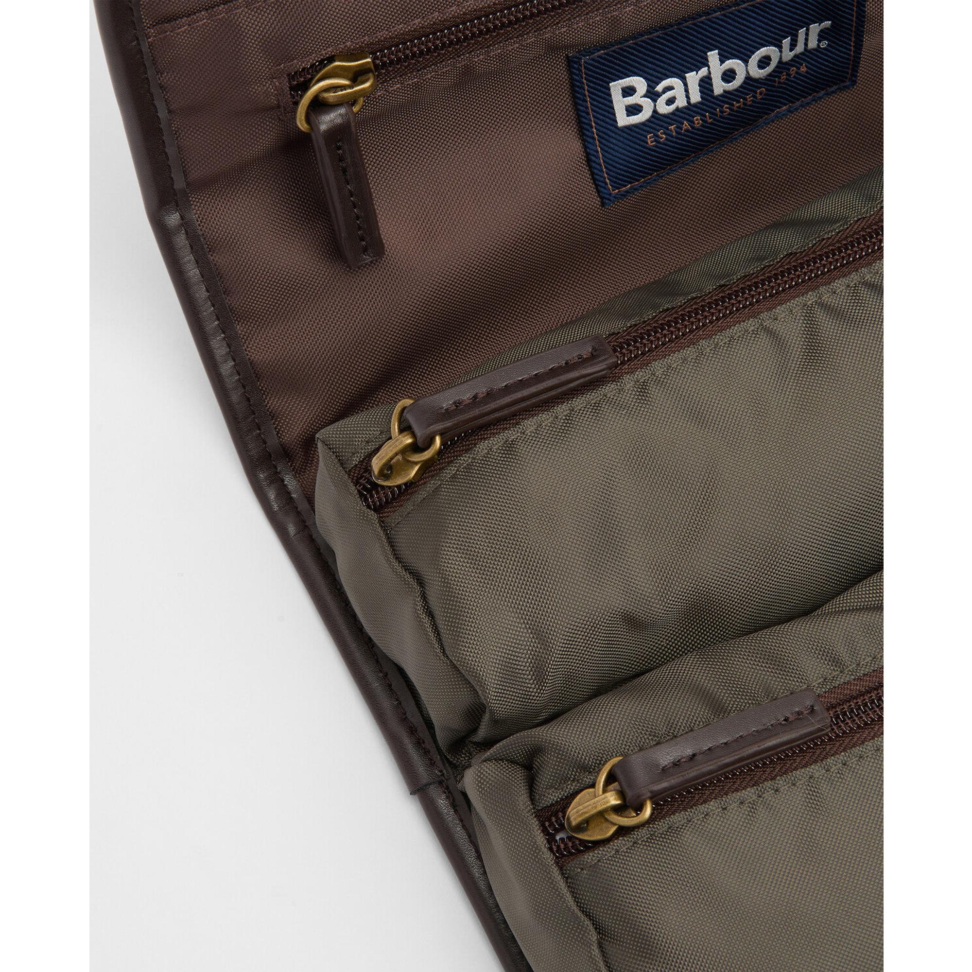 Product image 5 of 9 of Barbour Men's Wax Hanging Washbag - Olive/Beacon